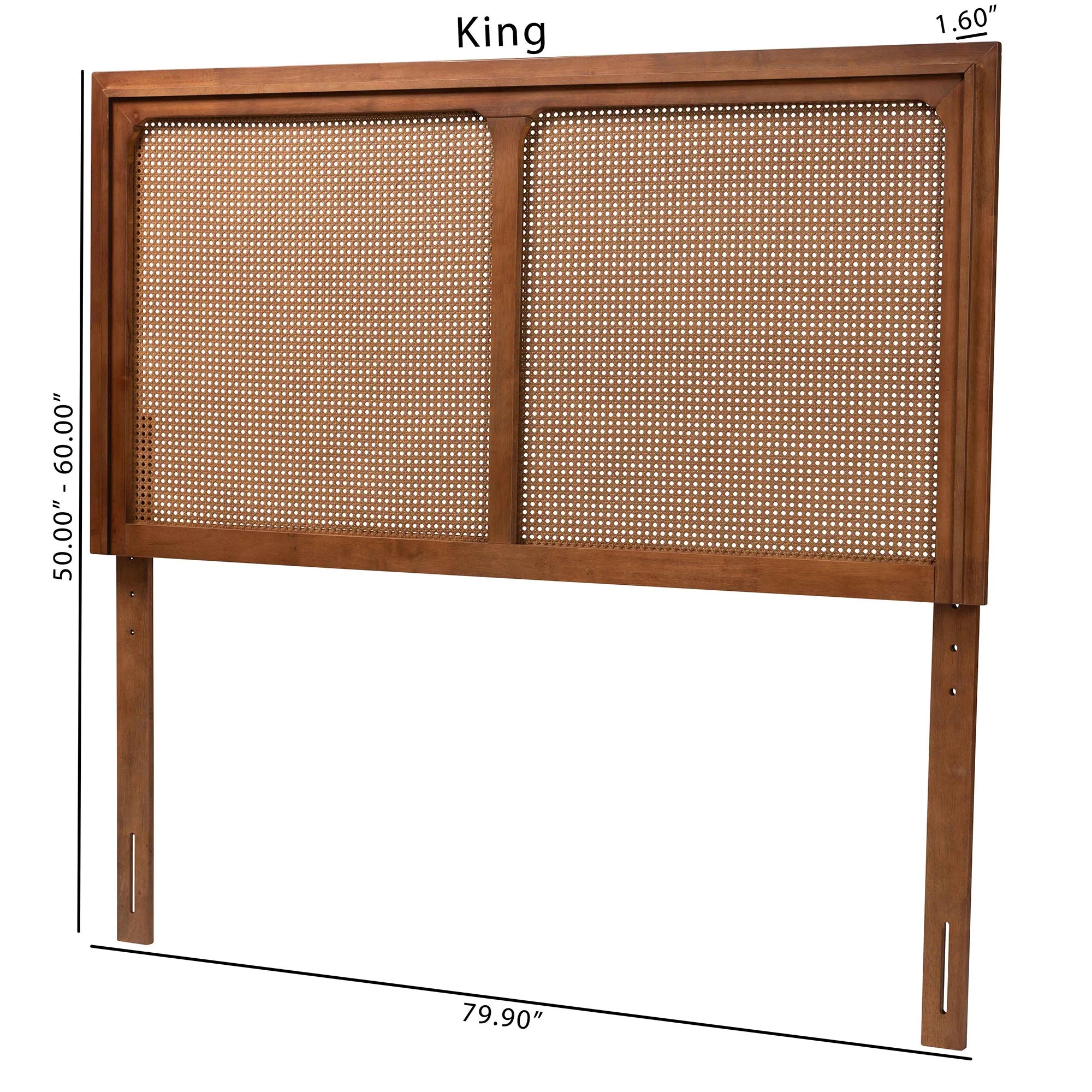 Baxton Studio Prewitt Mid-Century Modern Ash Walnut Finished Wood Queen Size Headboard with Rattan - Image 9