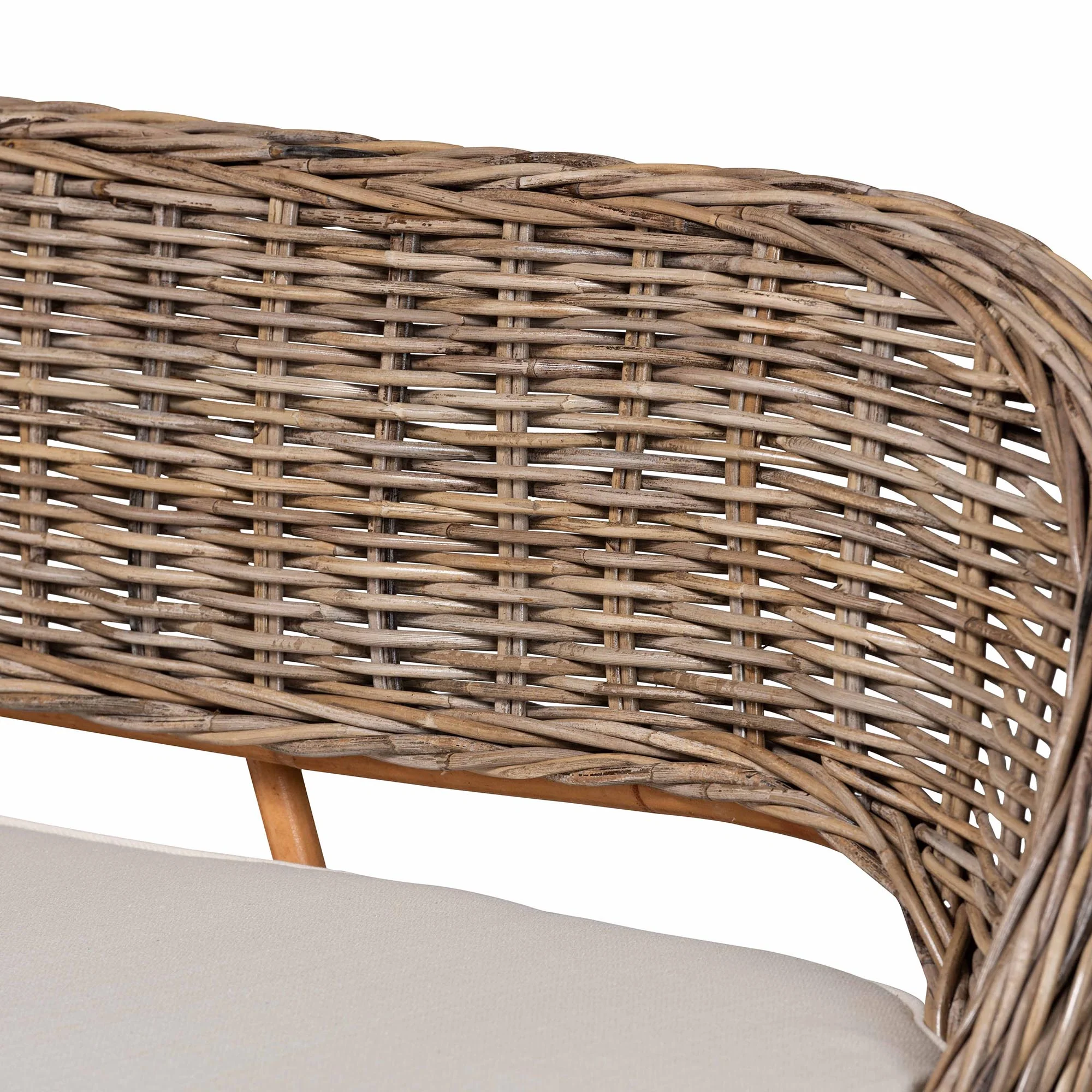 Baxton Studio Raisa Modern Bohemian Natural Kubu Rattan Bench and Wood Table 4-Piece Dining Nook Set - Image 11