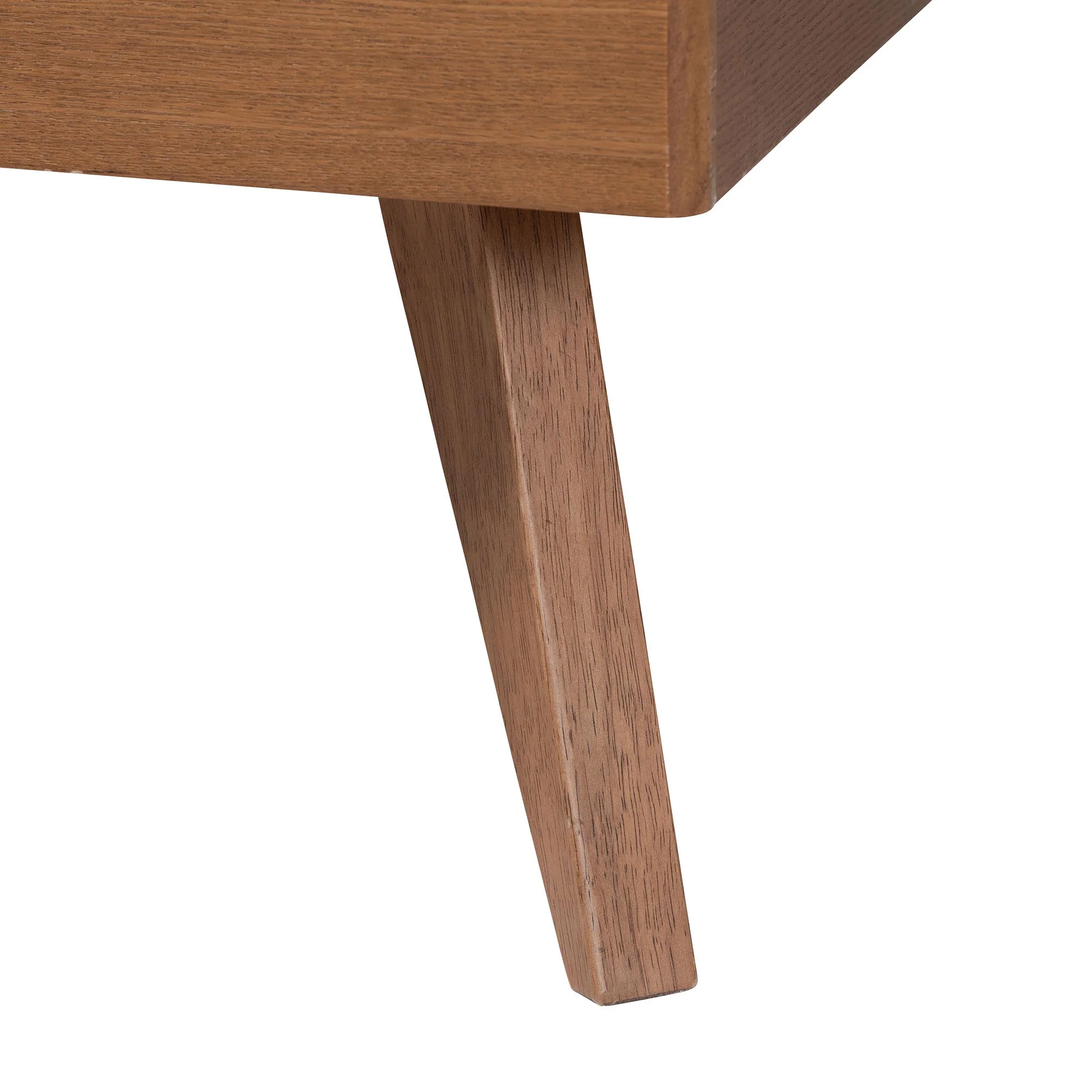 Baxton Studio Ridgely Mid-Century Walnut Brown Wood and Rattan Queen Size Platform Bed - Image 10