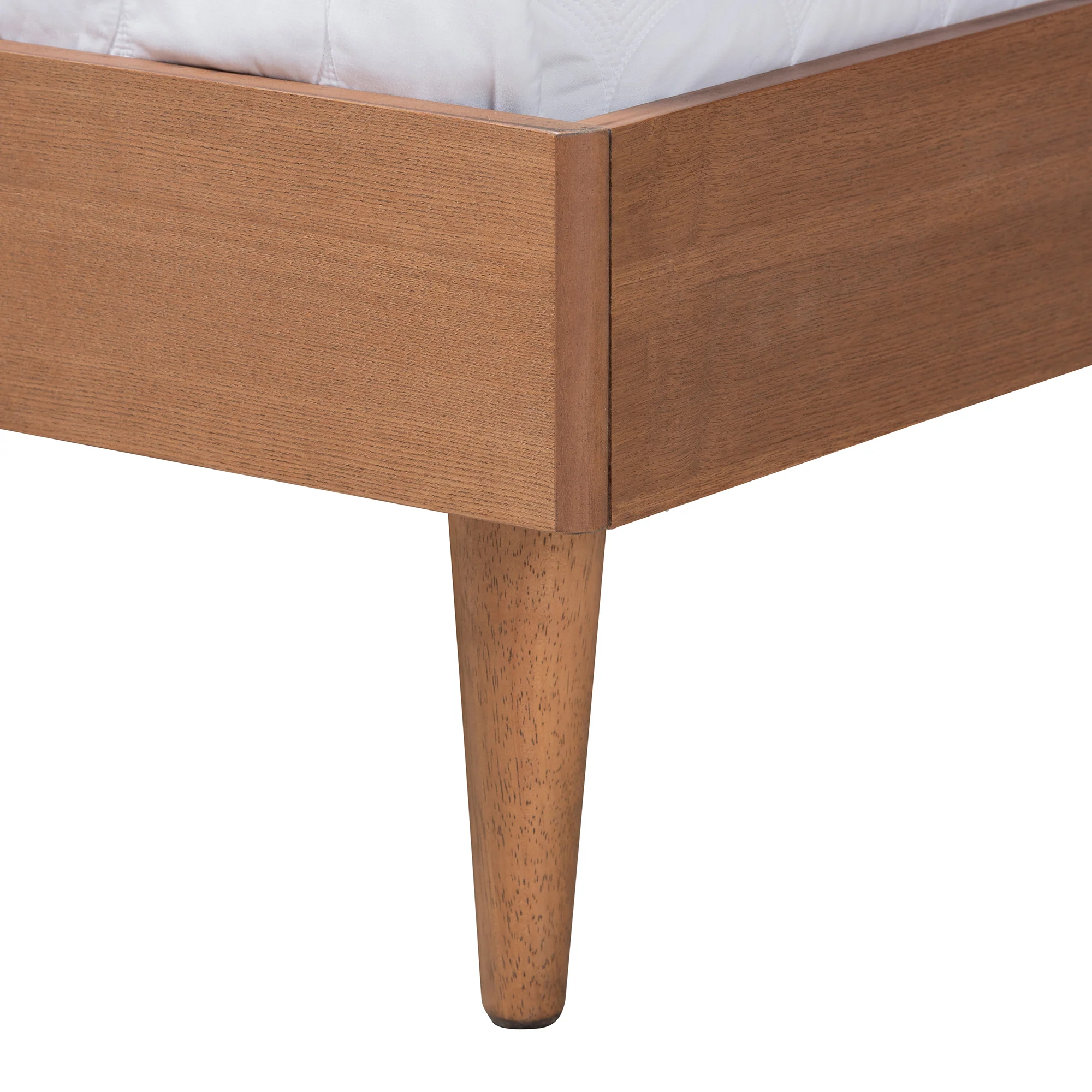 Baxton Studio Rina Mid-Century Modern Ash Walnut Finished Wood 4-Piece Queen Size Bedroom Set with Synthetic Rattan - Image 3