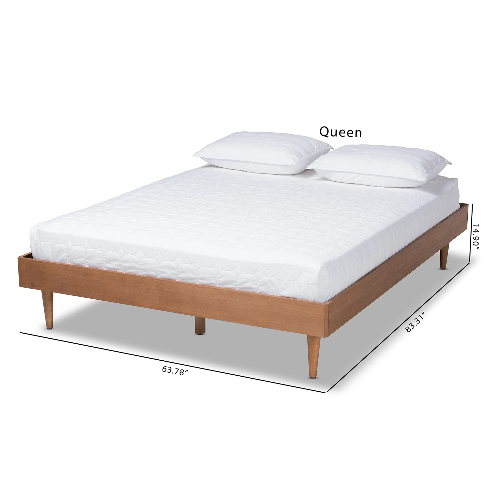 Baxton Studio Rina Mid-Century Modern Ash Wanut Finished Queen Size Wood Bed Frame - Image 2