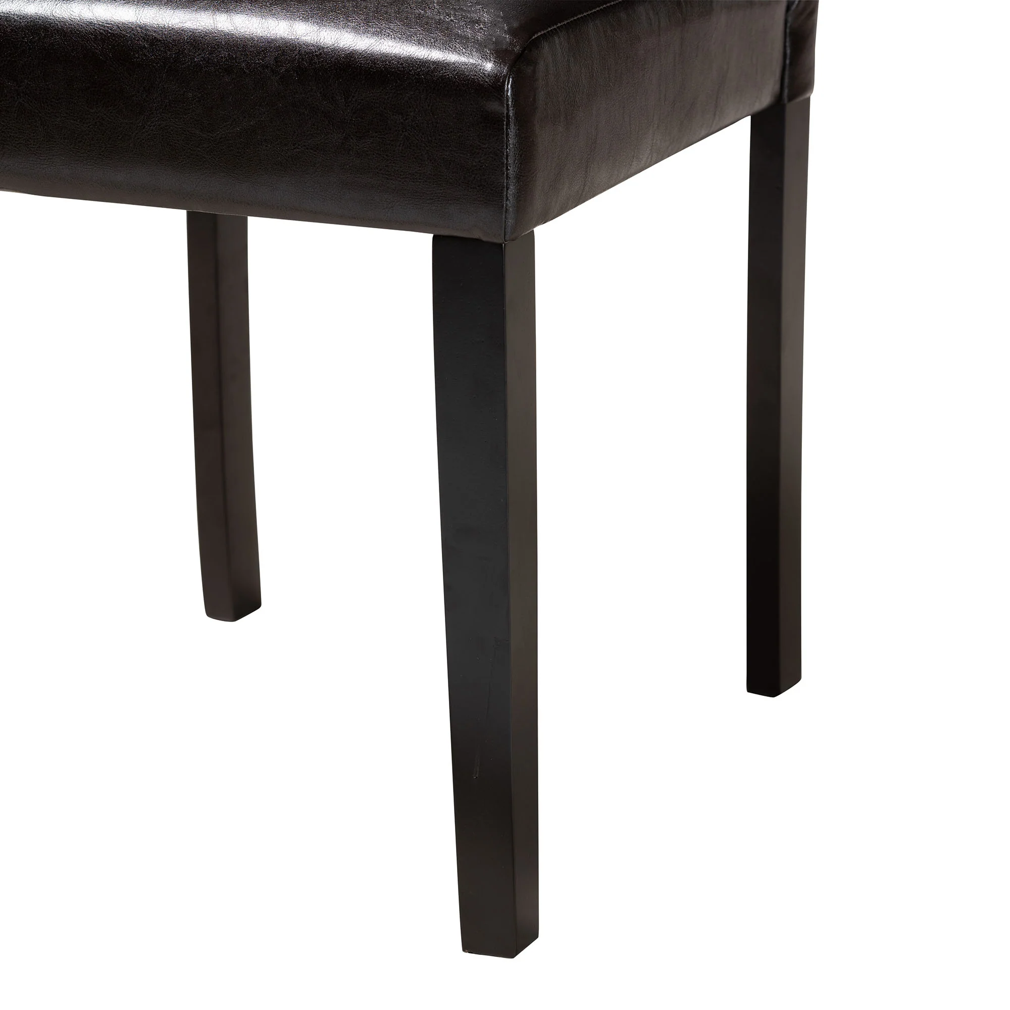 Baxton Studio Rosi Modern Espresso Brown Faux Leather and Wood 5-Piece Dining Set - Image 9