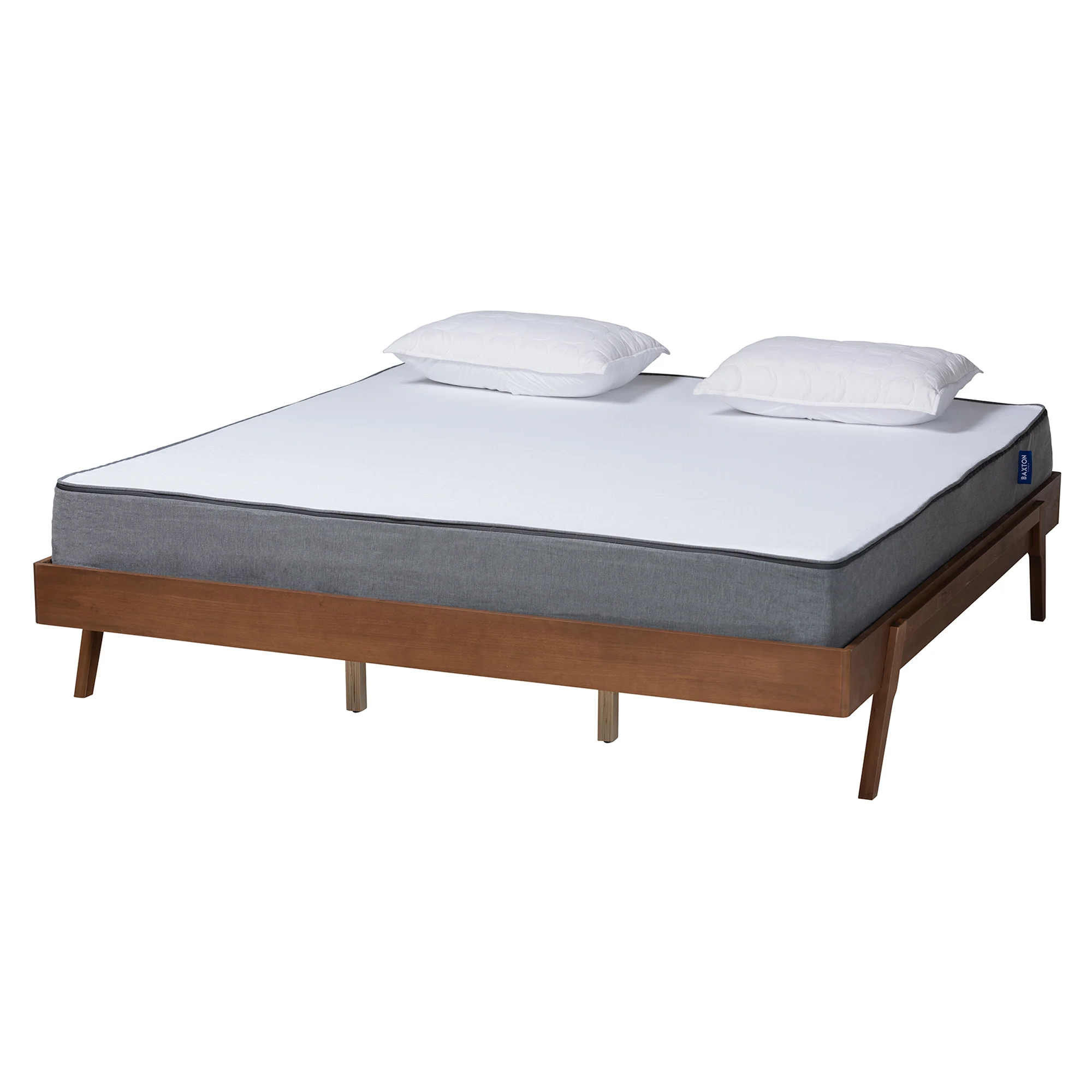 Baxton Studio Sarita Mid-Century Modern Ash Walnut Finished Wood King Size Bed Frame - Image 4