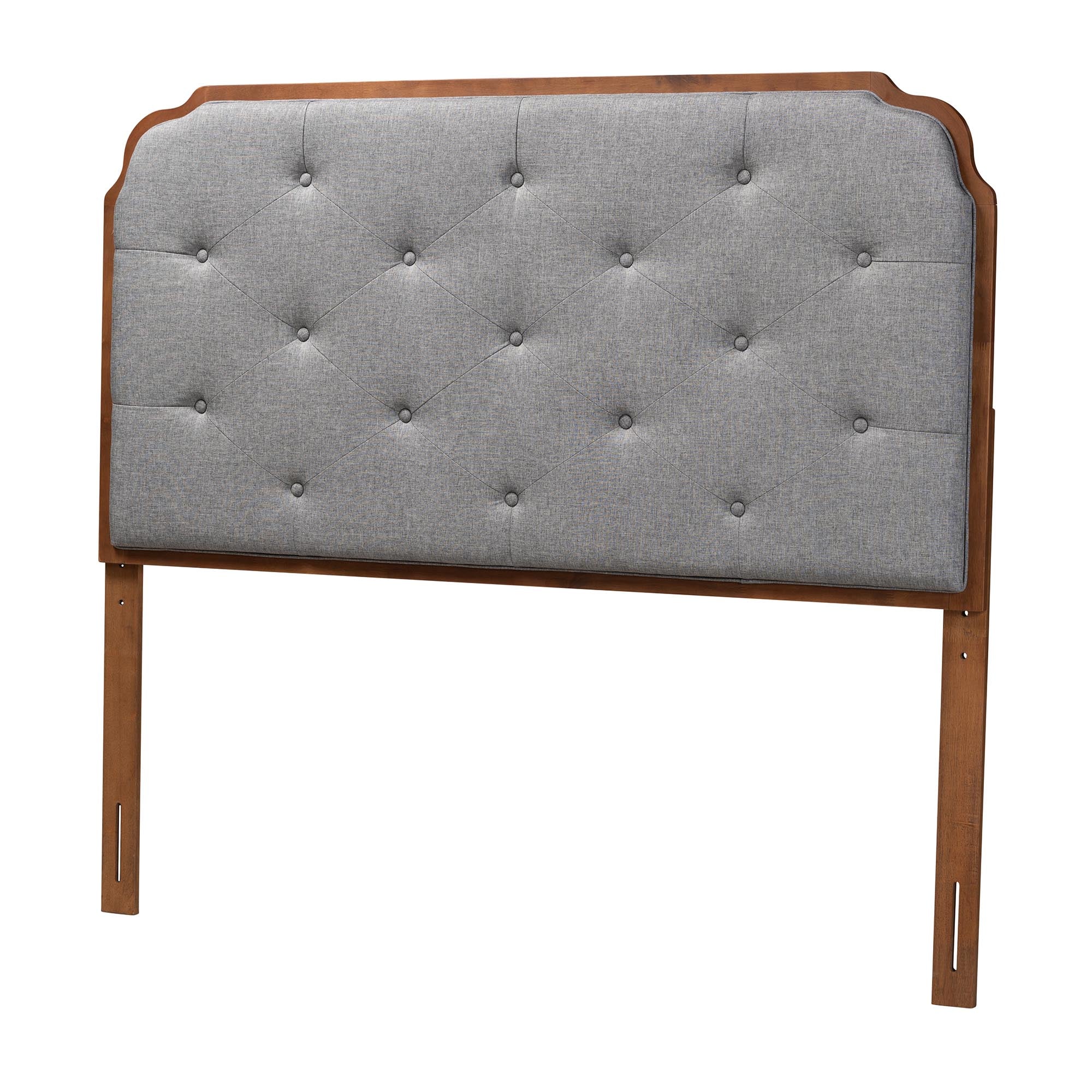 Baxton Studio Shanti Classic and Traditional Grey Fabric and Walnut Brown Finished Wood King Size Headboard - Image 2