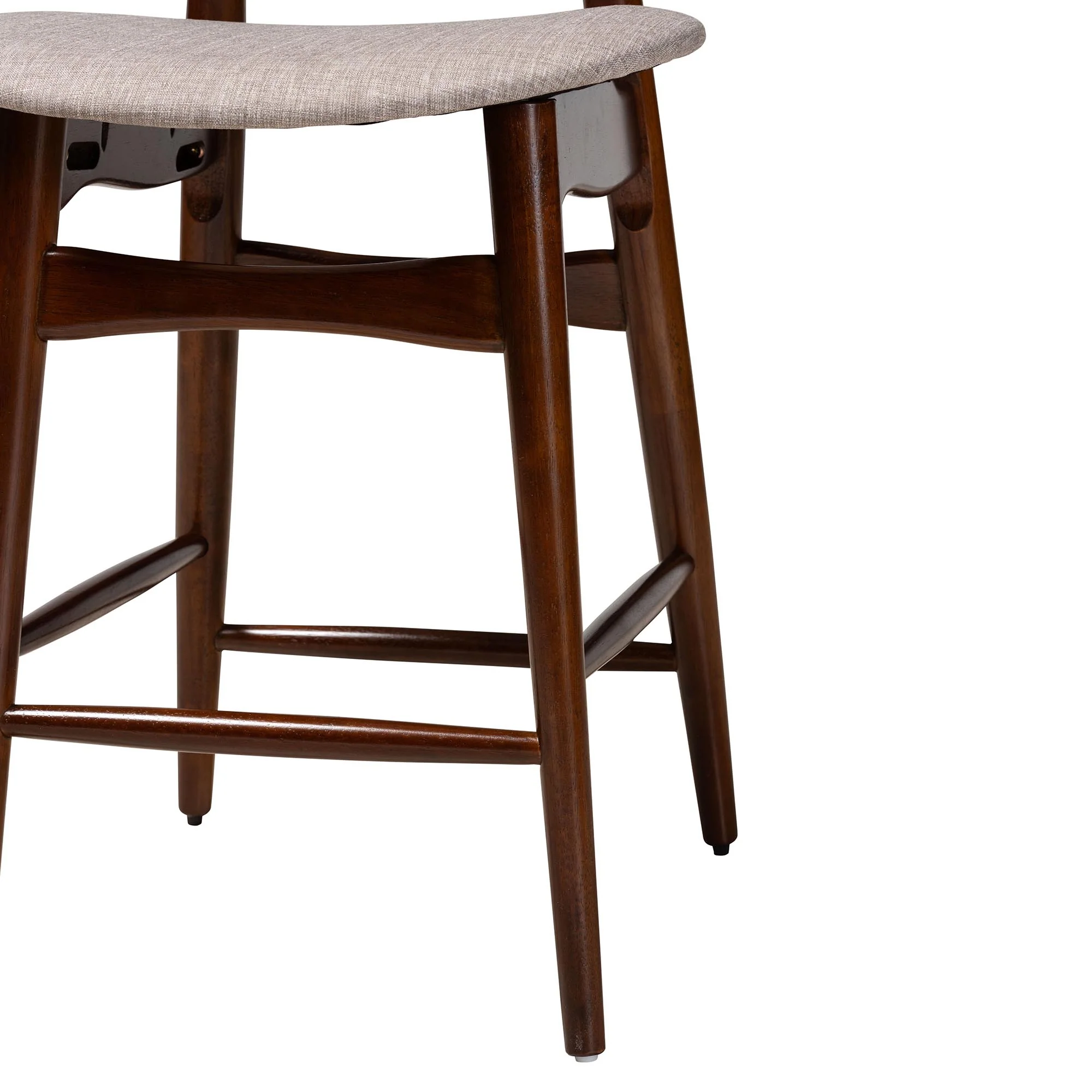 Baxton Studio Tarana Mid-Century Modern Grey Fabric and Walnut Brown Finished Wood 2-Piece Counter Stool Set - Image 6