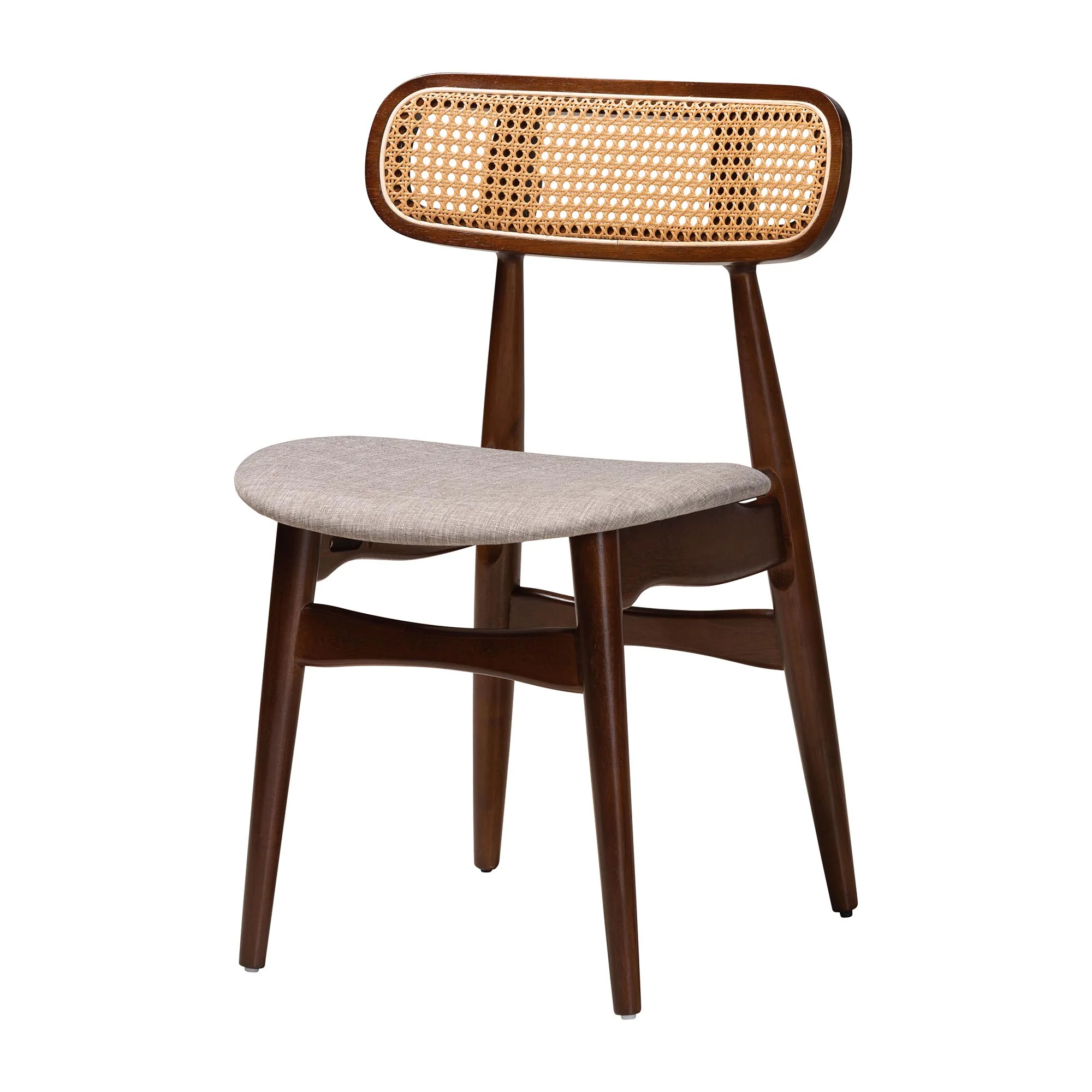 Baxton Studio Tarana Mid-Century Modern Grey Fabric and Walnut Brown Finished Wood 5-Piece Dining Set - Image 3
