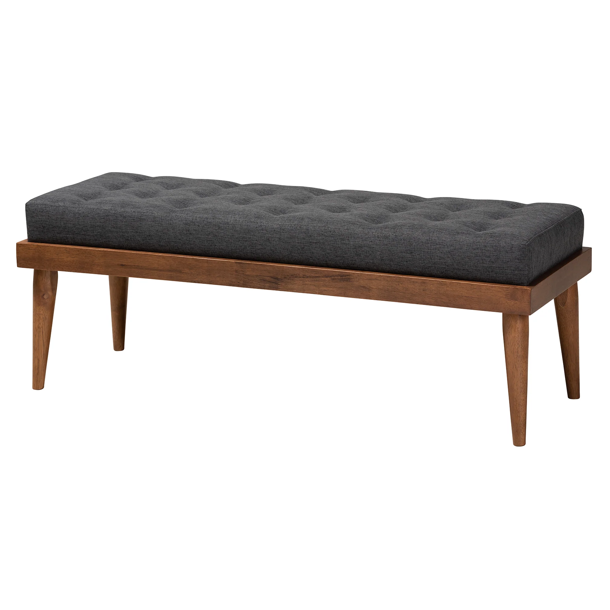 Baxton Studio Valencia Mid-Century Modern Dark Grey Fabric Upholstered Queen Size 2-Piece Bedroom Set - Image 5