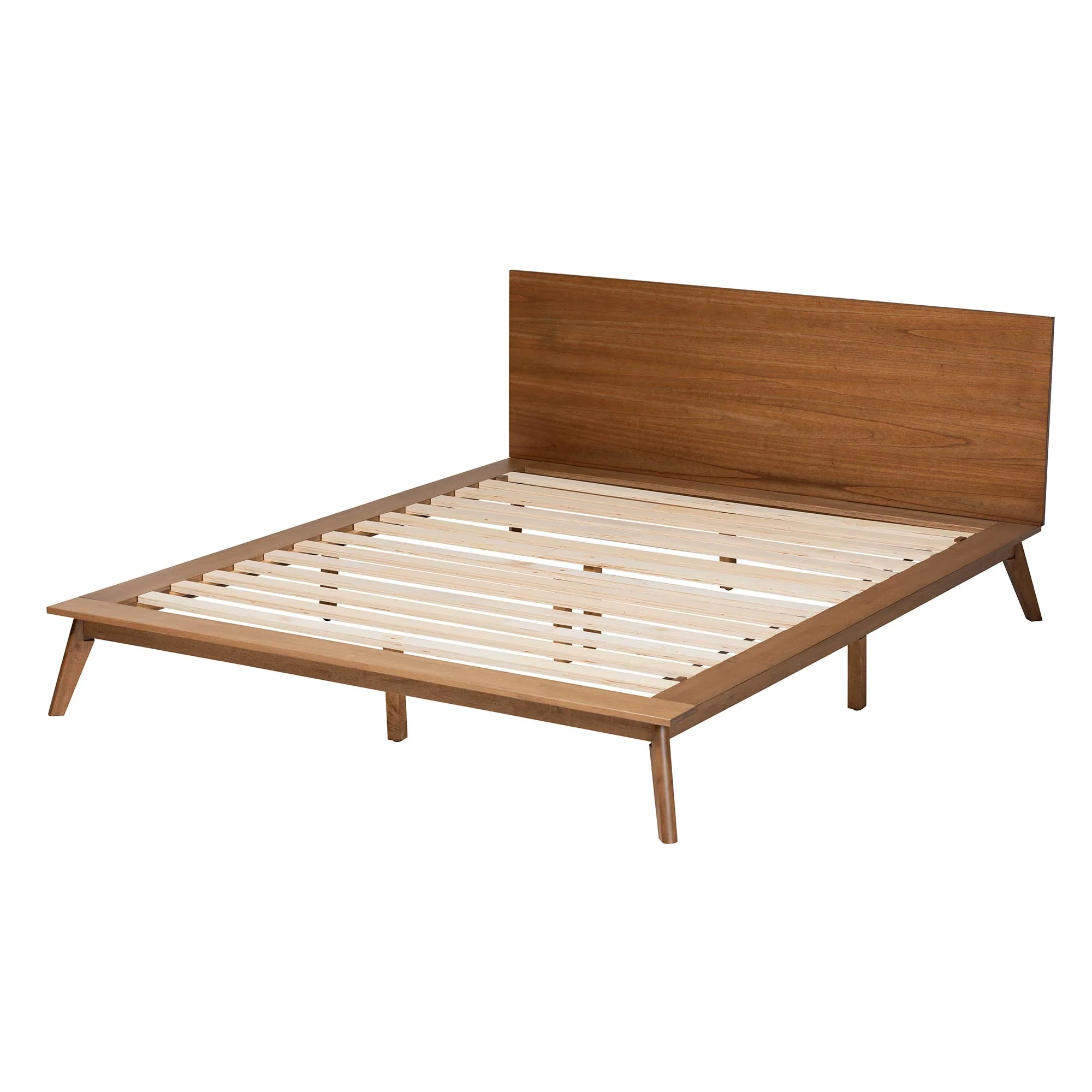 Baxton Studio Wheatley Mid-Century Modern Walnut Brown Finished Wood Queen Size Platform Bed - Image 4