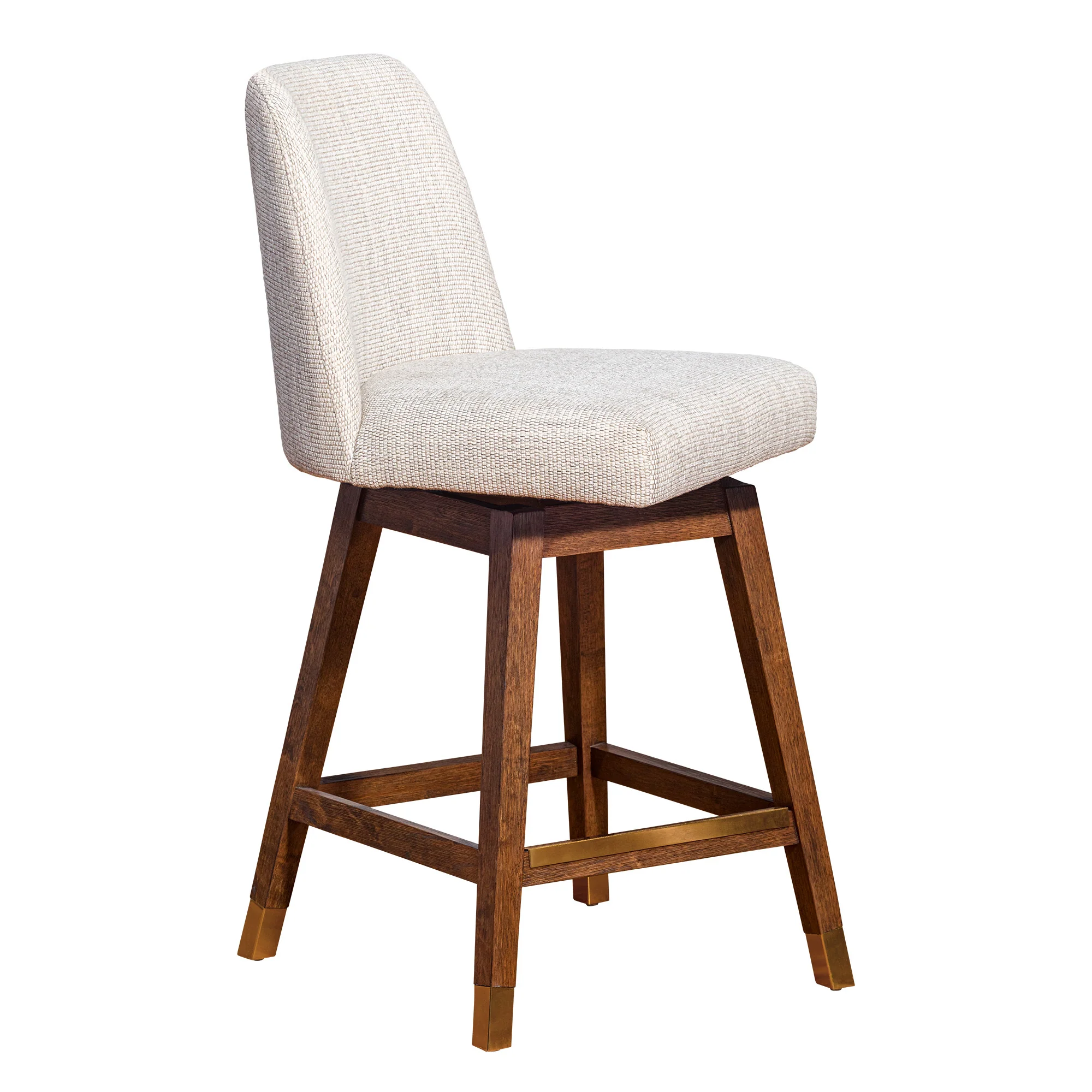Beige And Brown Solid Wood Swivel Counter Height Bar Chair By Homeroots - Image 3