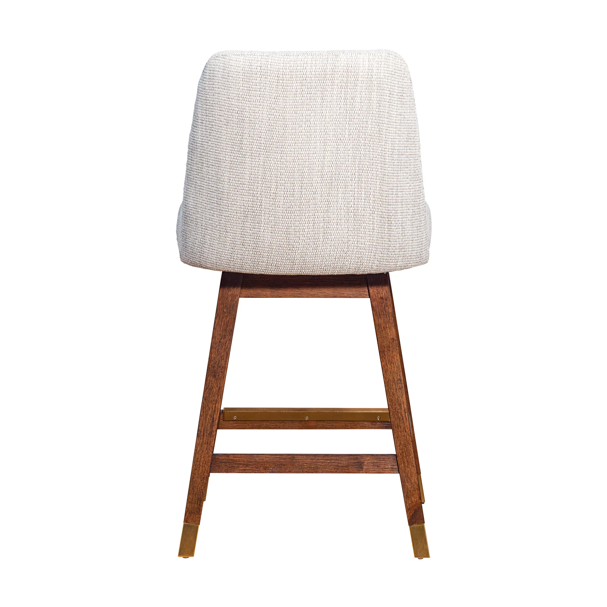 Beige And Brown Solid Wood Swivel Counter Height Bar Chair By Homeroots - Image 5