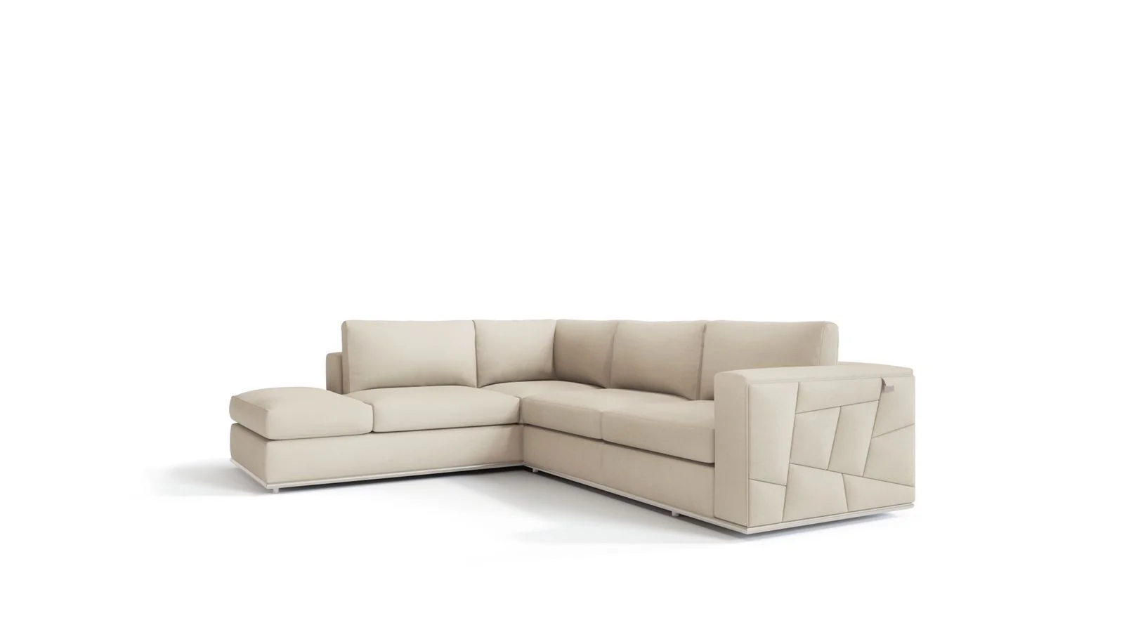 Beige Italian Leather Reclining L Shaped Two Piece Corner Sectional By Homeroots