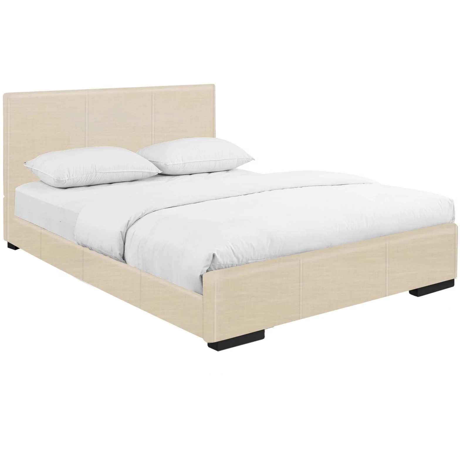 Beige Upholstered Twin Platform Bed By Homeroots - Image 3
