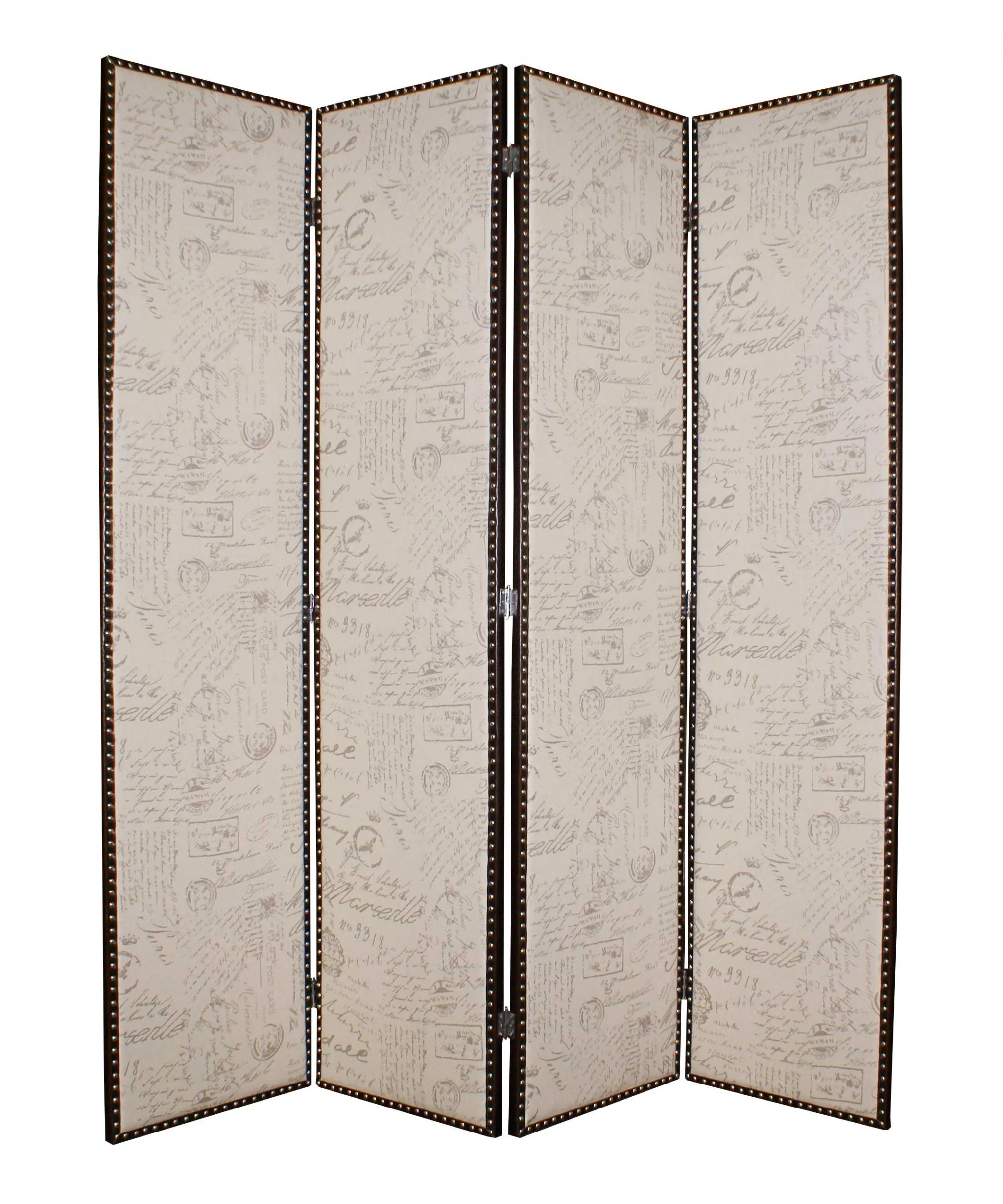 Beige Wood & Fabric Screen By Homeroots