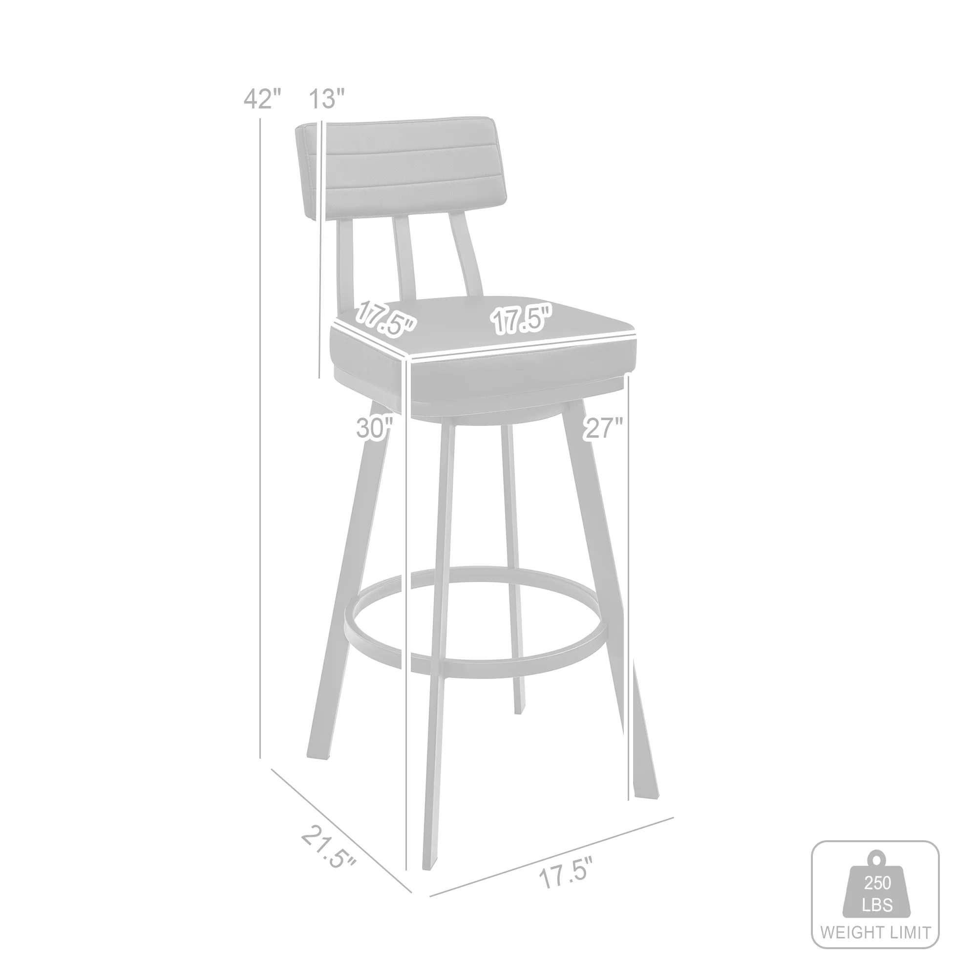 Bejnamin Swivel Bar Stool in Brown Metal with Brown Faux Leather By Armen Living - Image 9