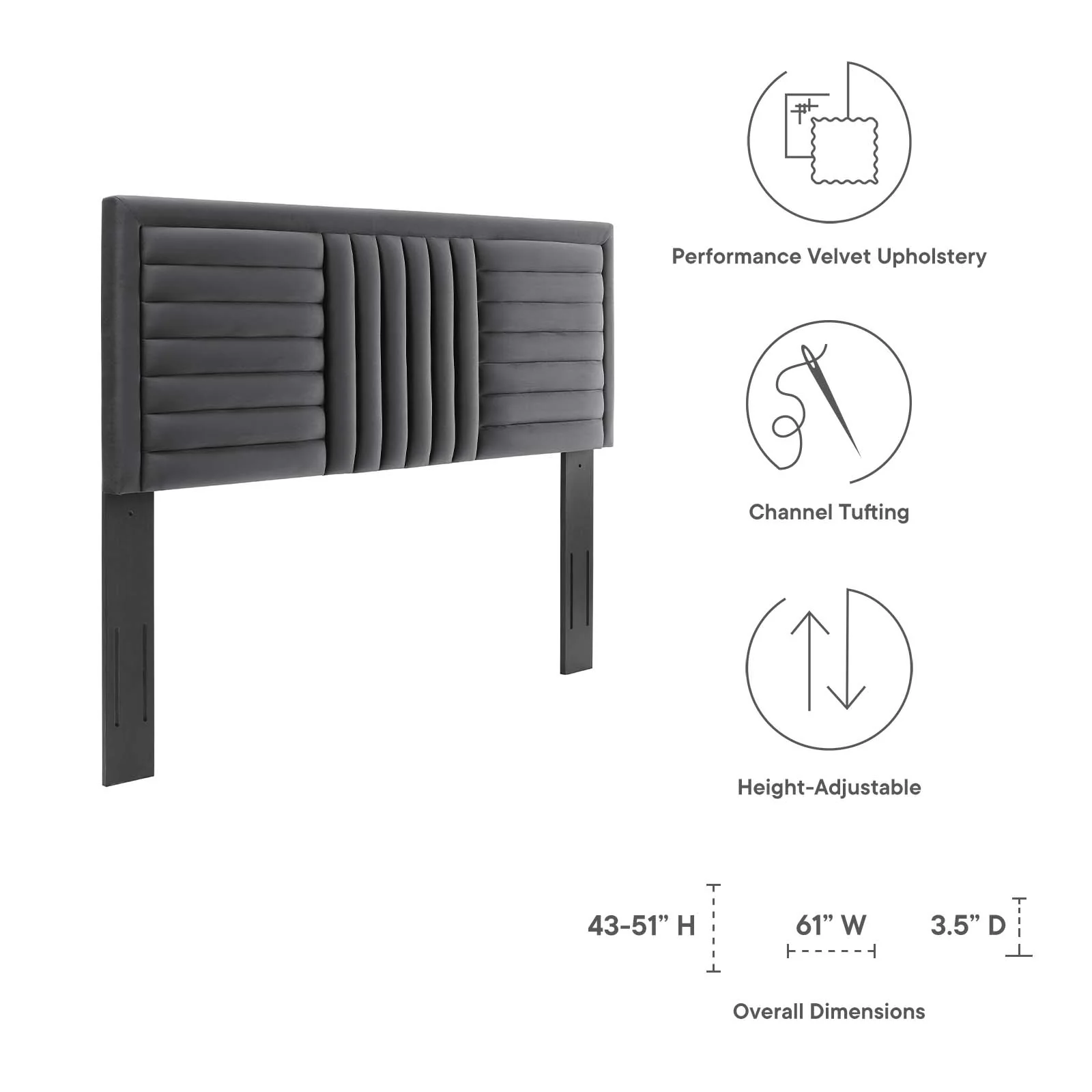 Believe Channel Tufted Performance Velvet Twin Headboard By Modway - MOD-6664 - Image 6