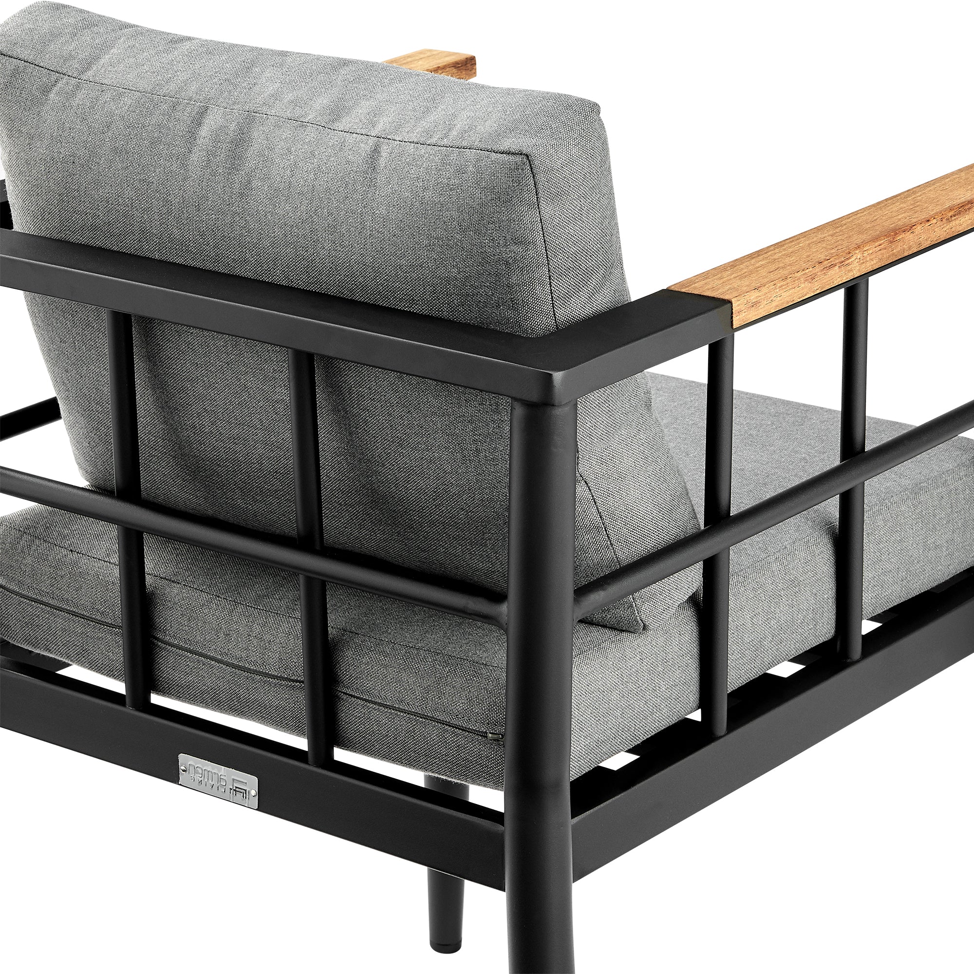 Beowulf Outdoor Patio 5-Piece Dining Table Set in Aluminum and Teak with Grey Cushions By Armen Living - Image 7
