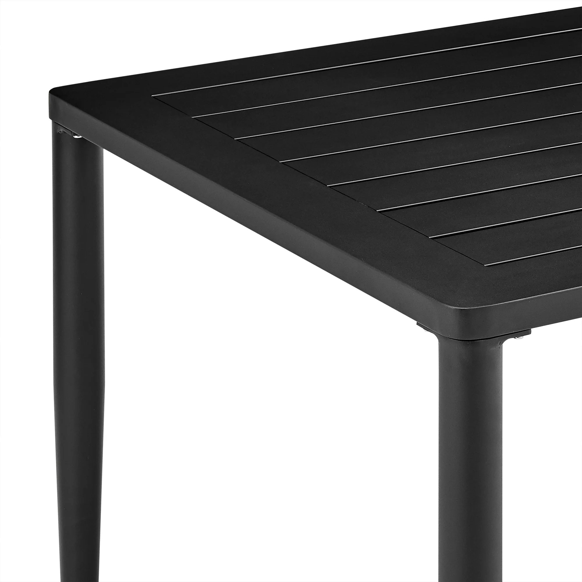 Beowulf Outdoor Patio 7-Piece Dining Table Set in Aluminum and Teak with Grey Cushions By Armen Living - Image 10