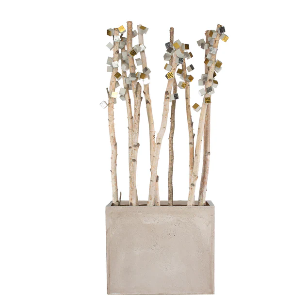 Birch Poles W/ Pivot Wall Play In Urbano Rectangle Planter, Lg By Gold Leaf Design Group