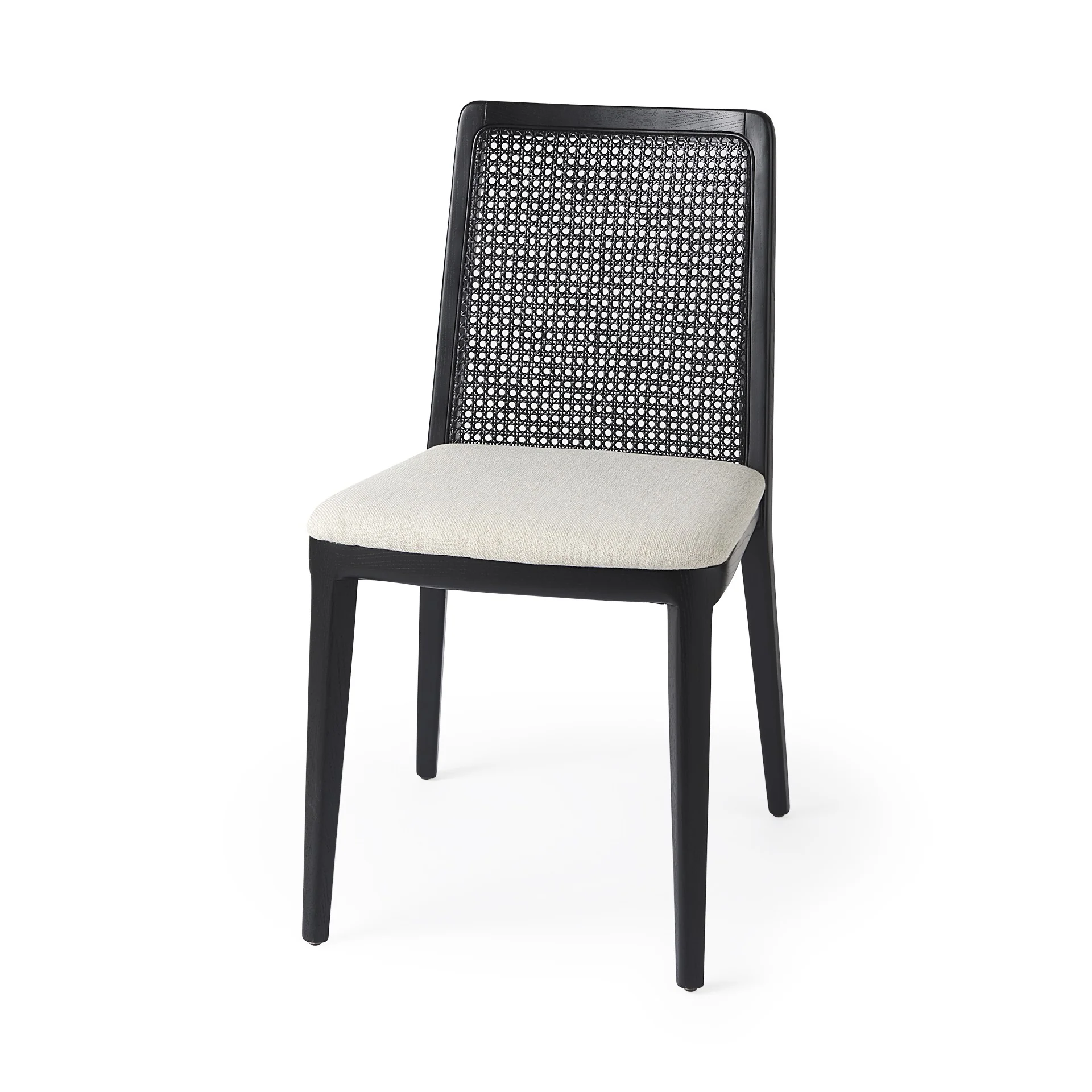 Black And Cream Uholstery And Cane Armless Dining Chair By Homeroots