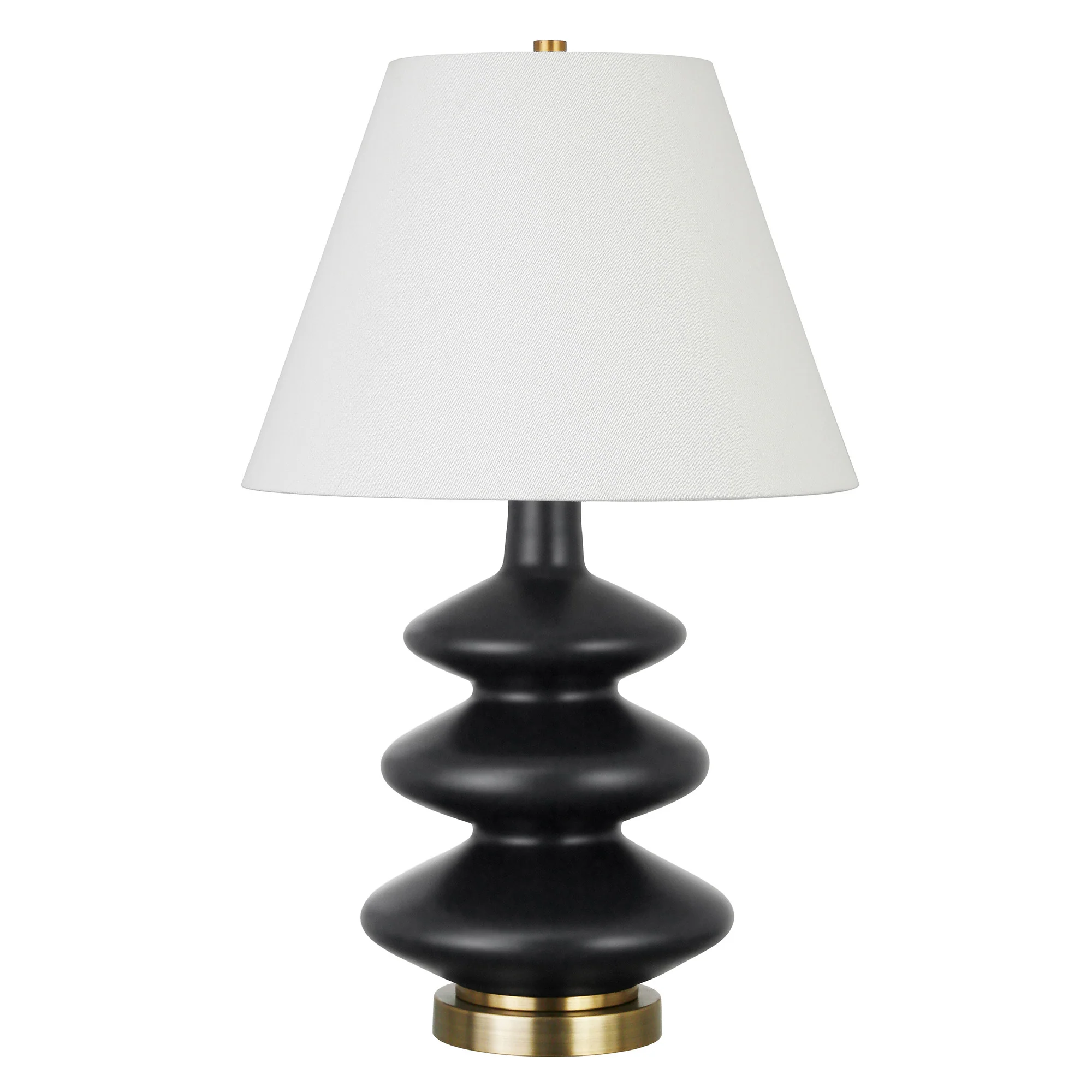 Black and Gold Glass Gourd Table Lamp With White Empire Shade By Homeroots