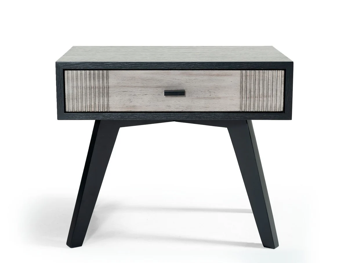Black And Gray Contemporary Wooden Nightstand With Single Drawer By Homeroots