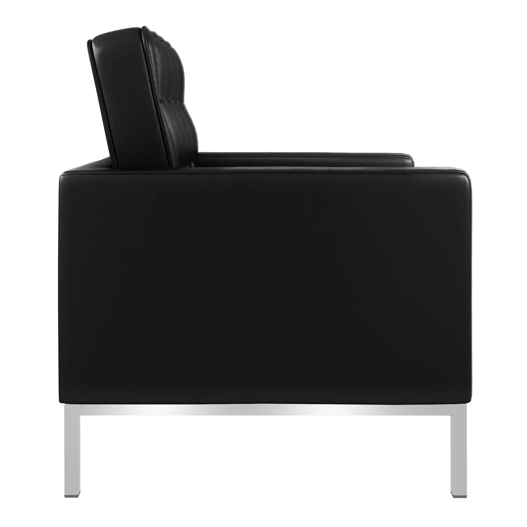 Black and Silver Italian Leather Tufted Club Chair By Homeroots - Image 4