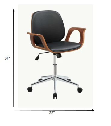 Black And Walnut Office Chair By Homeroots - 286619 - Image 5