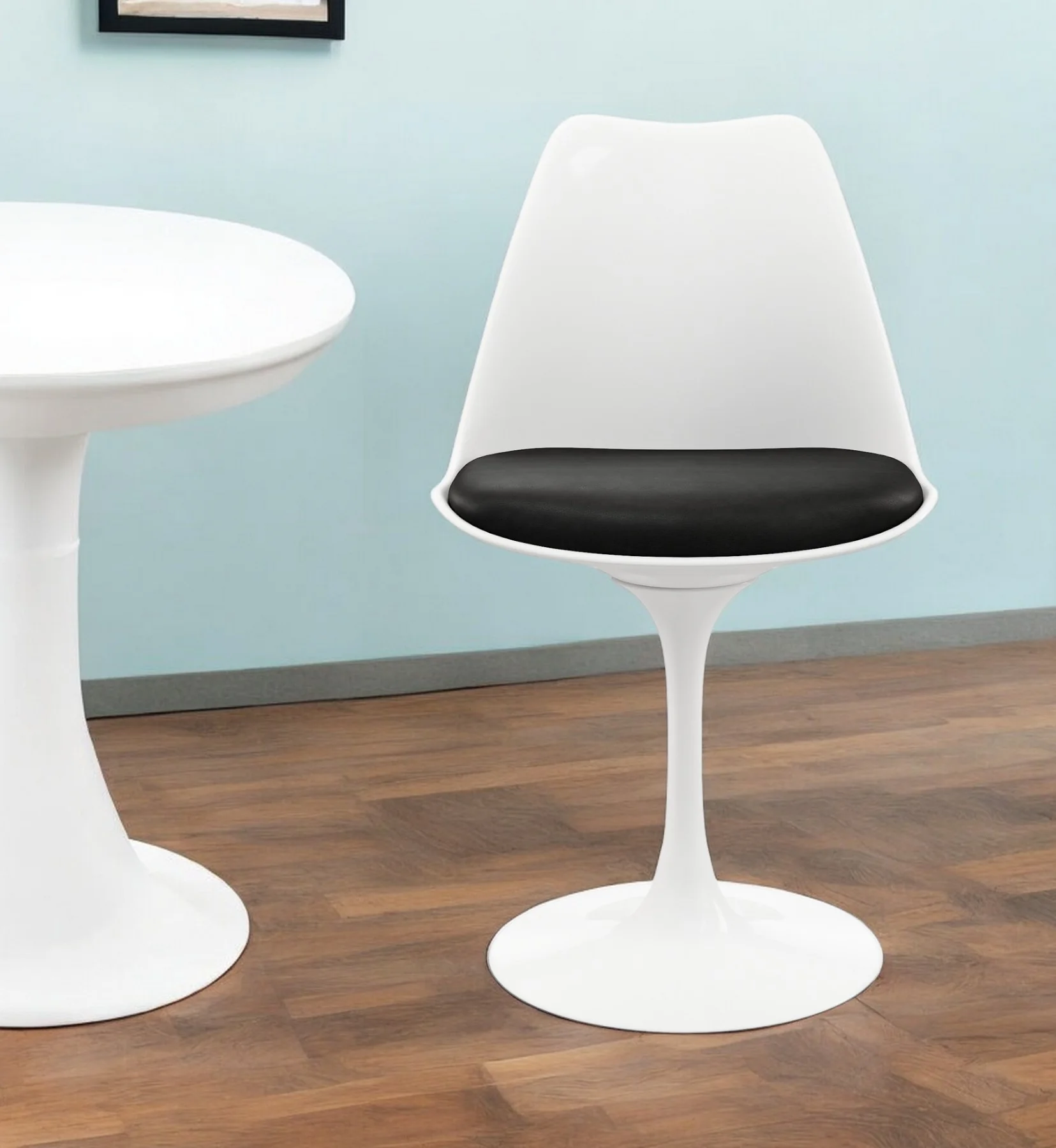 Black And White Upholstered Faux Leather Dining Side Chair By Homeroots