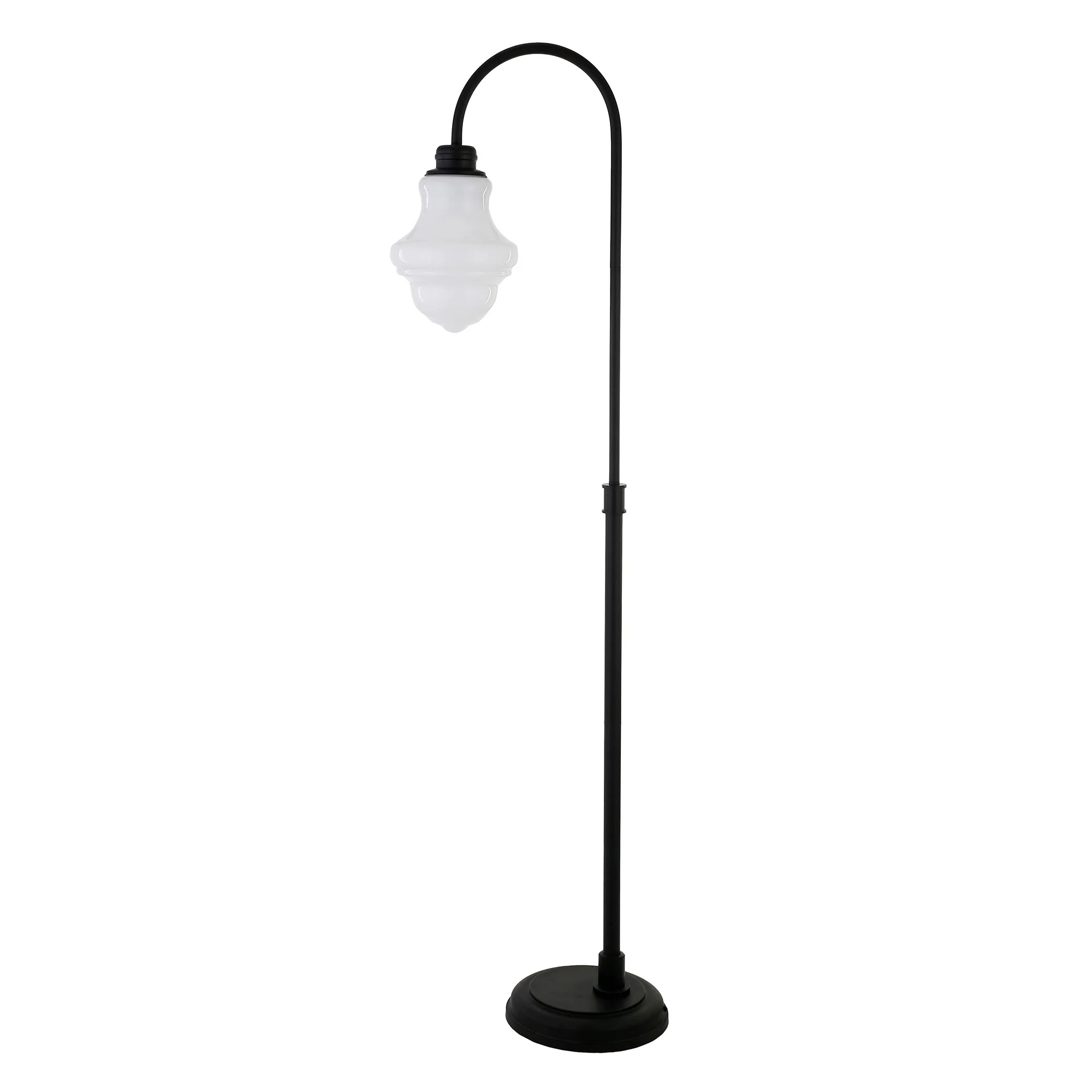 Black Arched Floor Lamp With White Frosted Glass Empire Shade By Homeroots