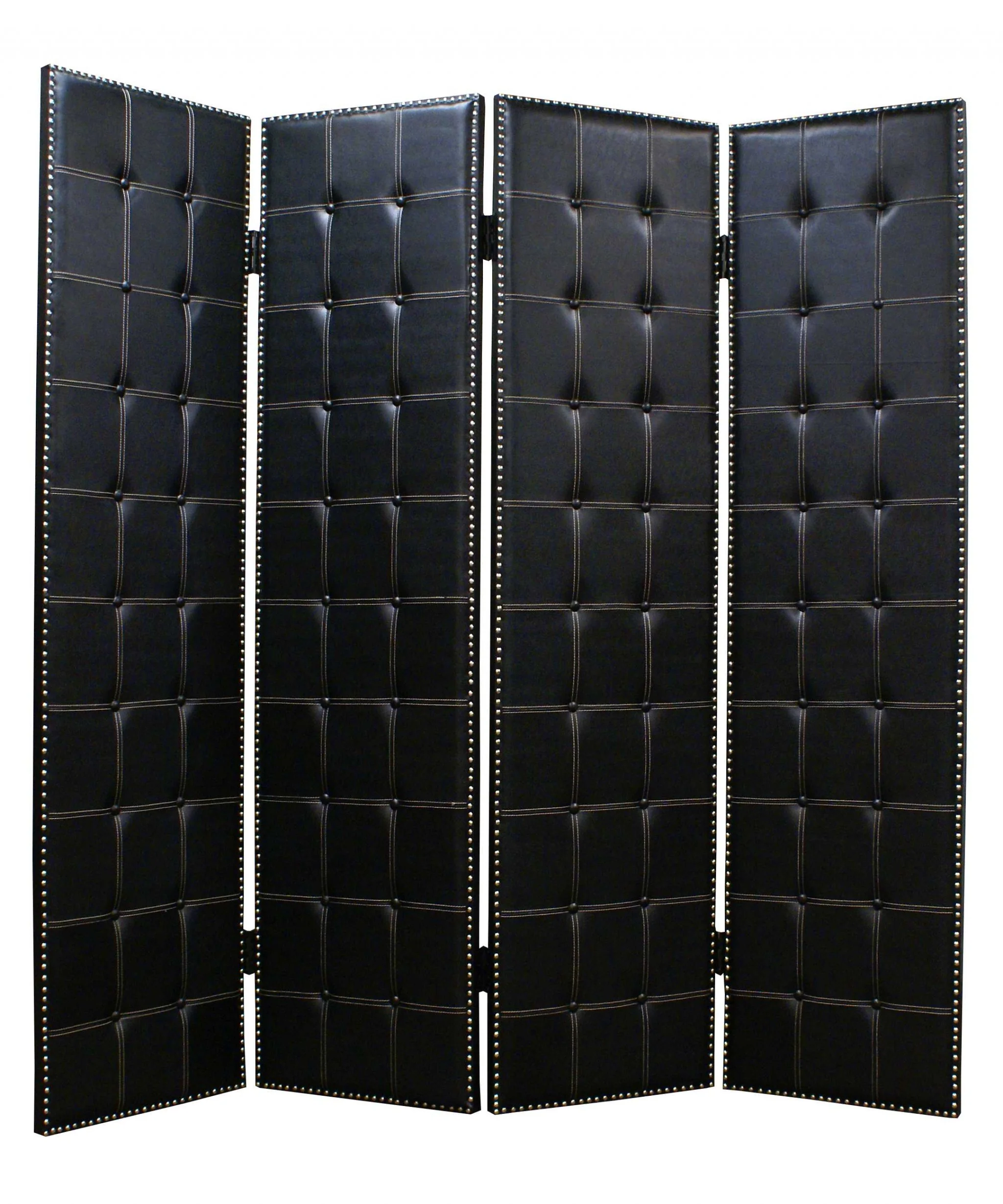 Black Faux leather Screen By Homeroots - 274734