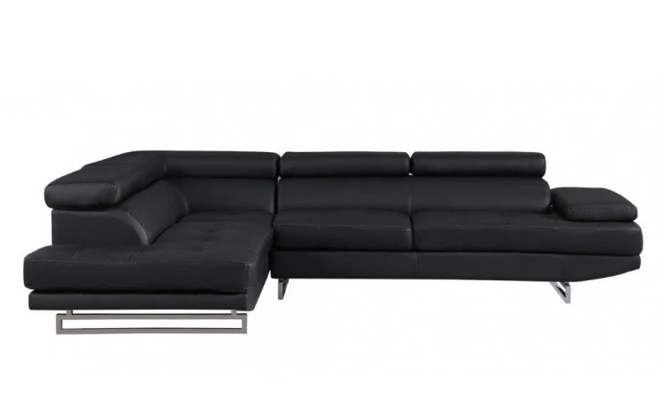 Black Faux Leather Stationary L Shaped Two Piece Sofa And Chaise By Homeroots - Image 6