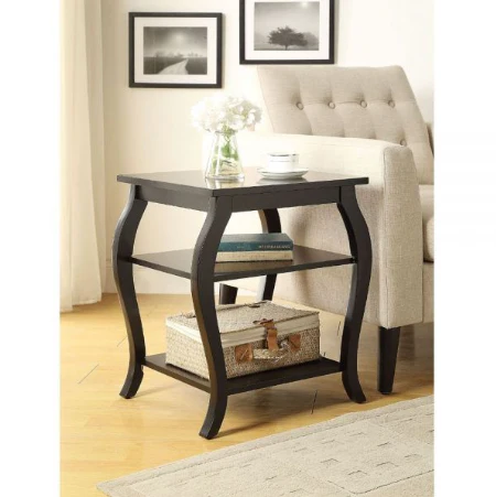 Black Finish Bow Leg Square End Table By Homeroots