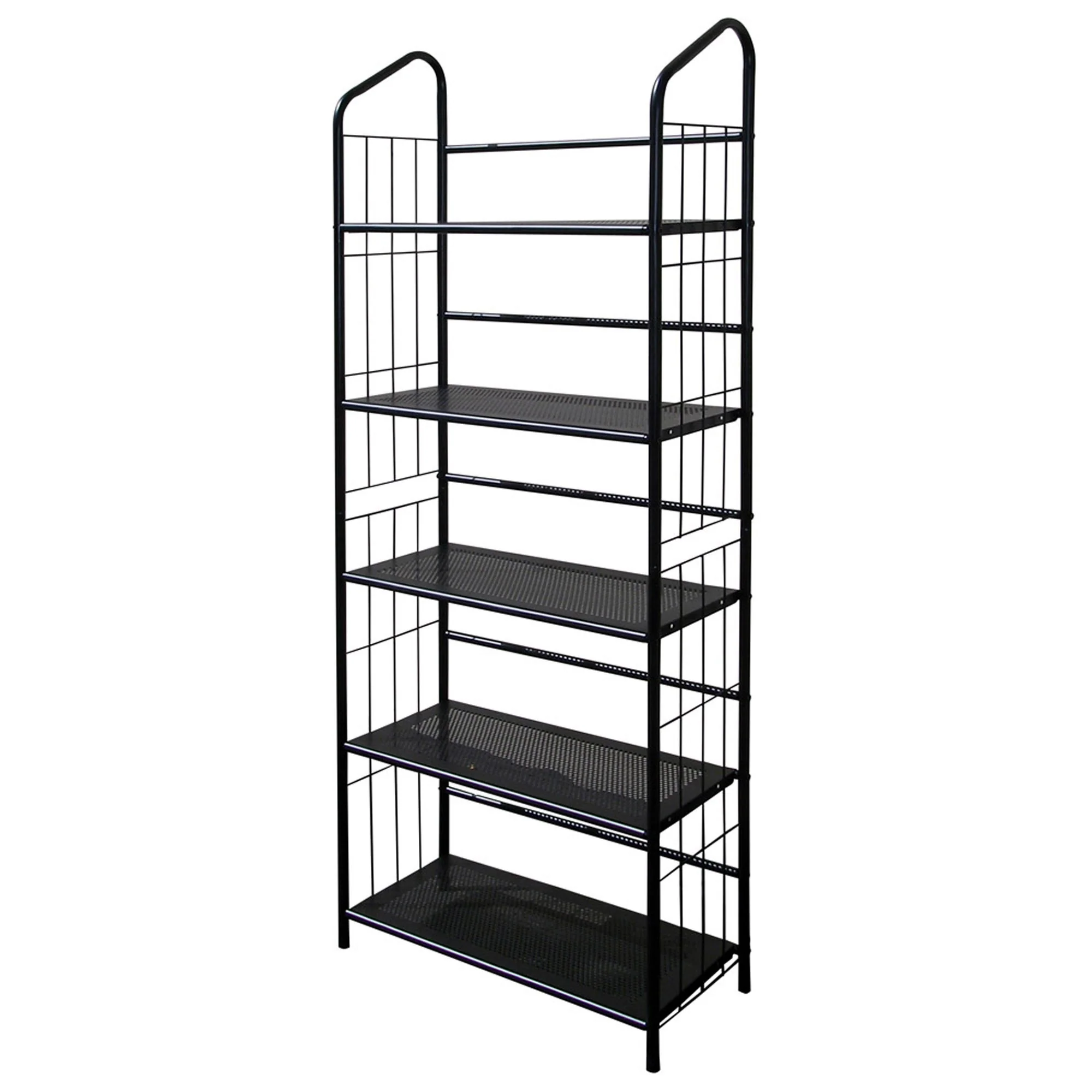 Black Five Shelf Metal Standing Book Shelf By Homeroots