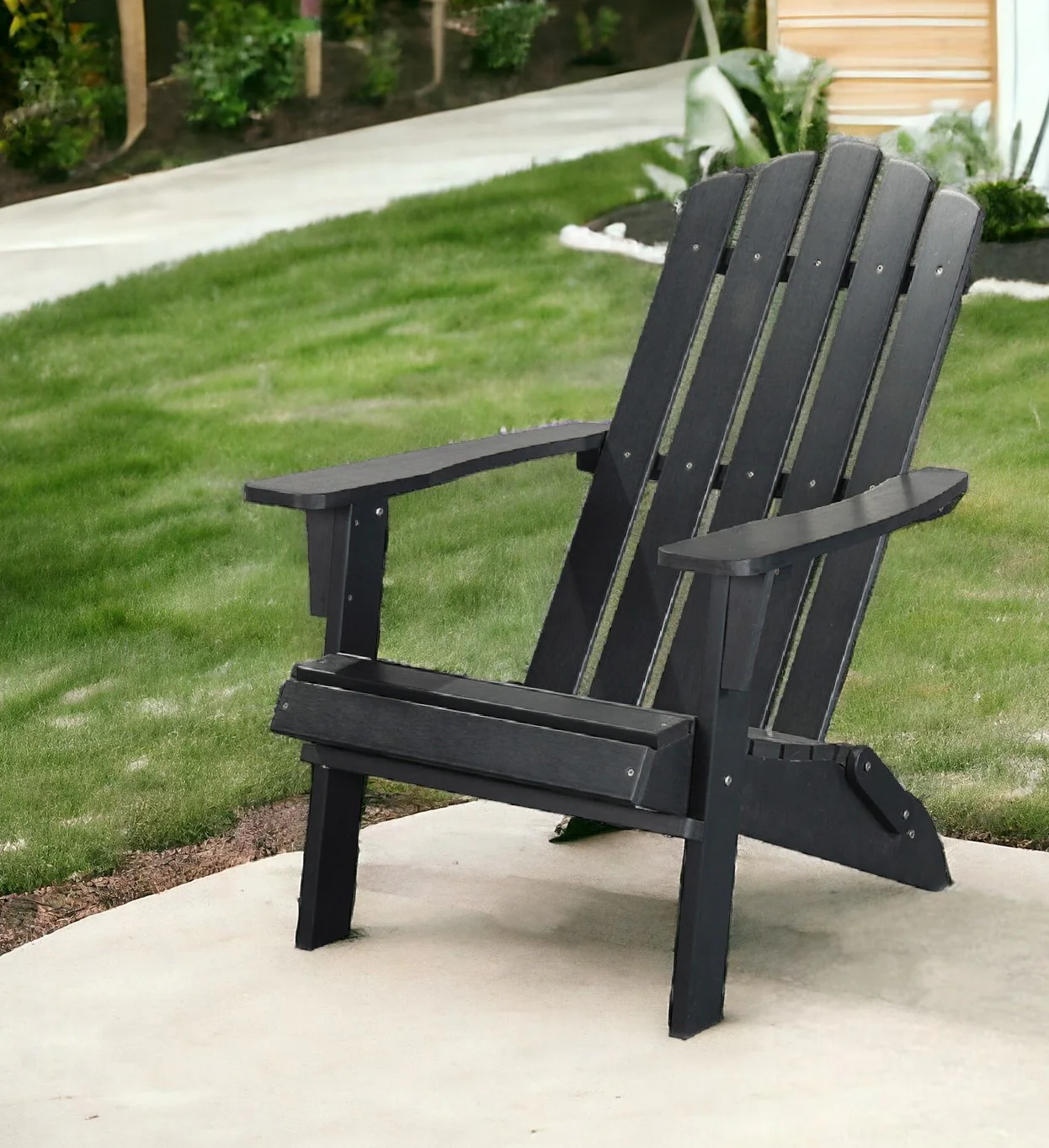 Black Heavy Duty Plastic Indoor Outdoor Adirondack Chair By Homeroots