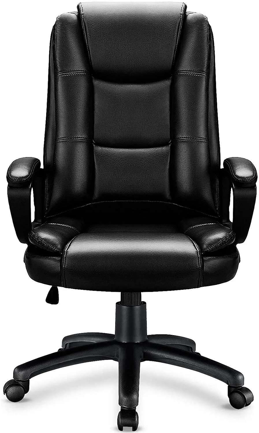 Black Leather Executive Chair with Lumbar Support By Homeroots