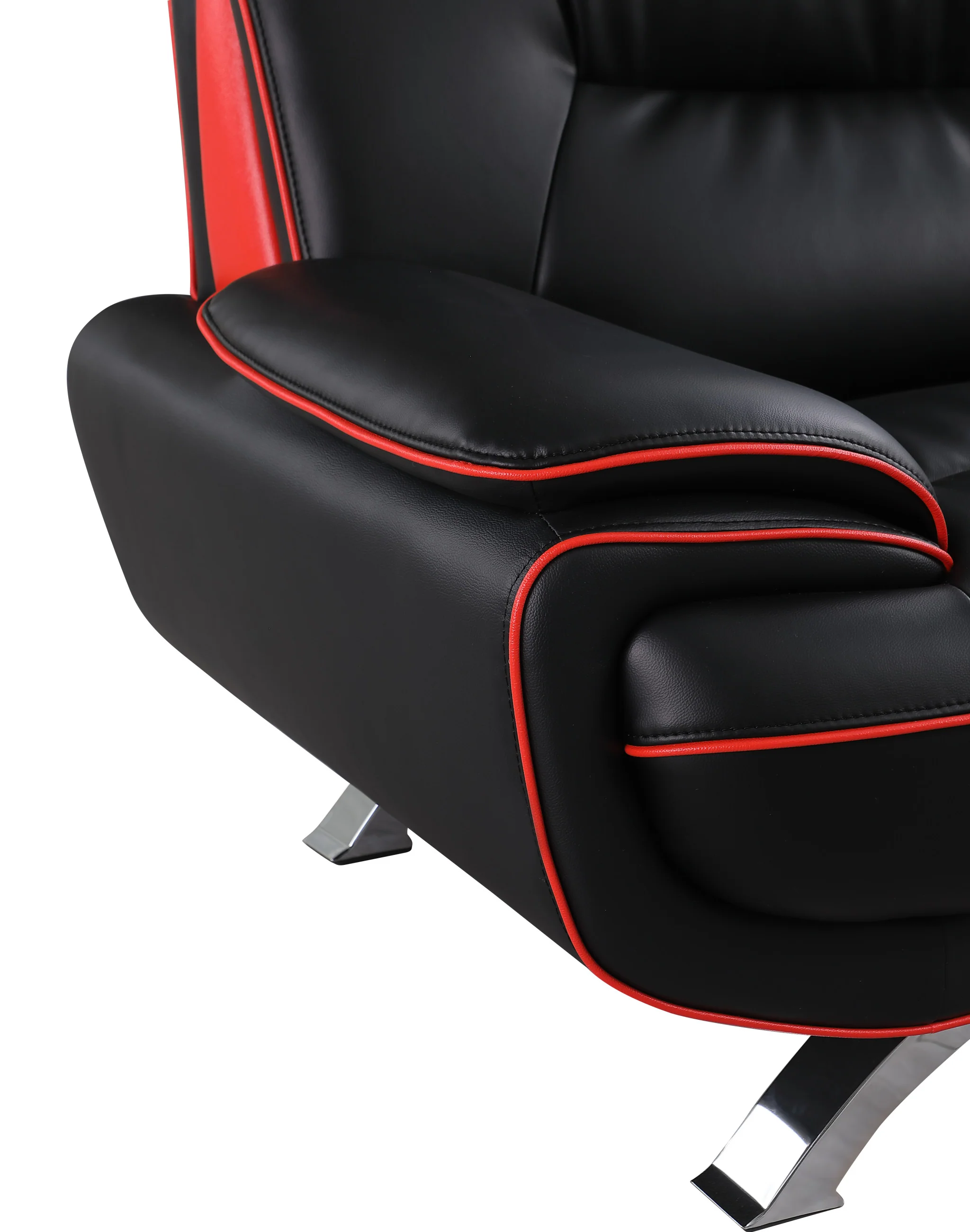 Black Leather Sofa With Silver Legs By Homeroots - Image 8