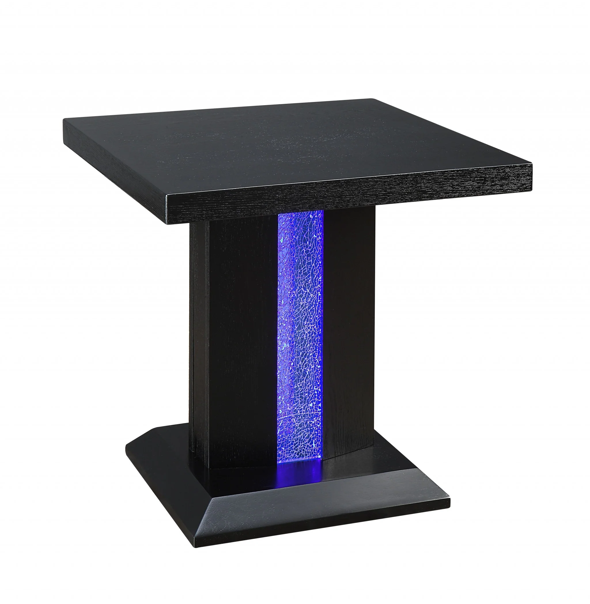 Black LED Wood Glass End Table By Homeroots
