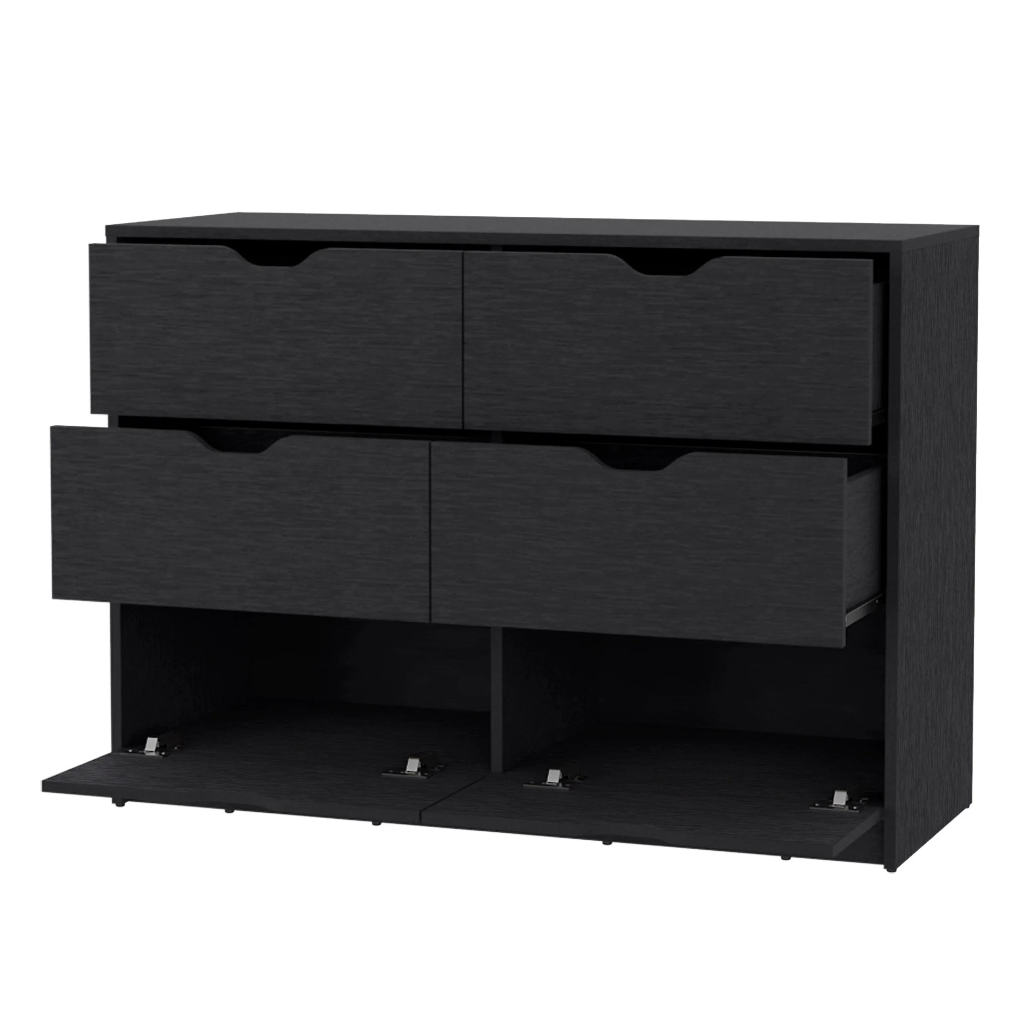 Black Manufactured Wood Six Drawer Modern Dresser By Homeroots