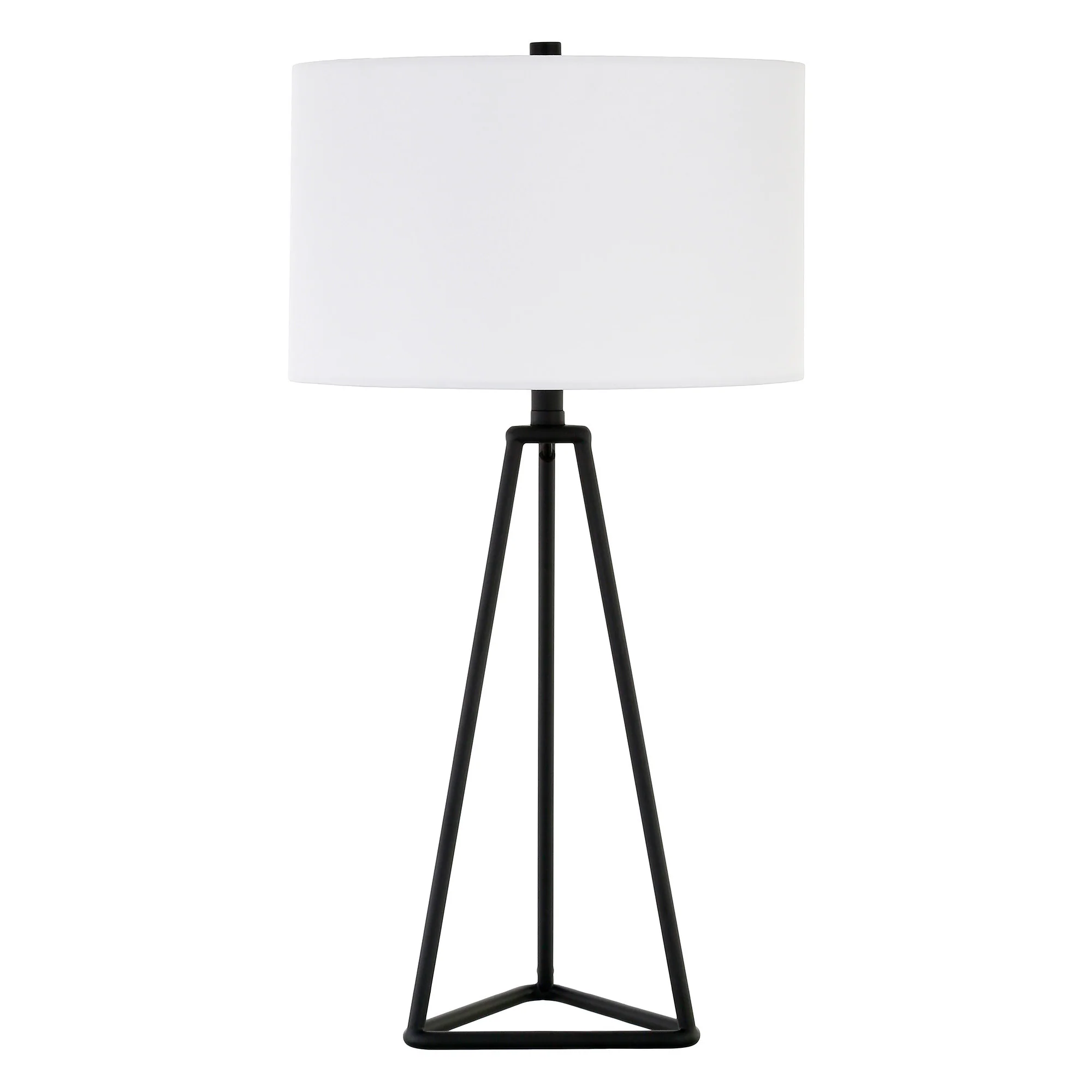 Black Metal Table Lamp With White Drum Shade By Homeroots