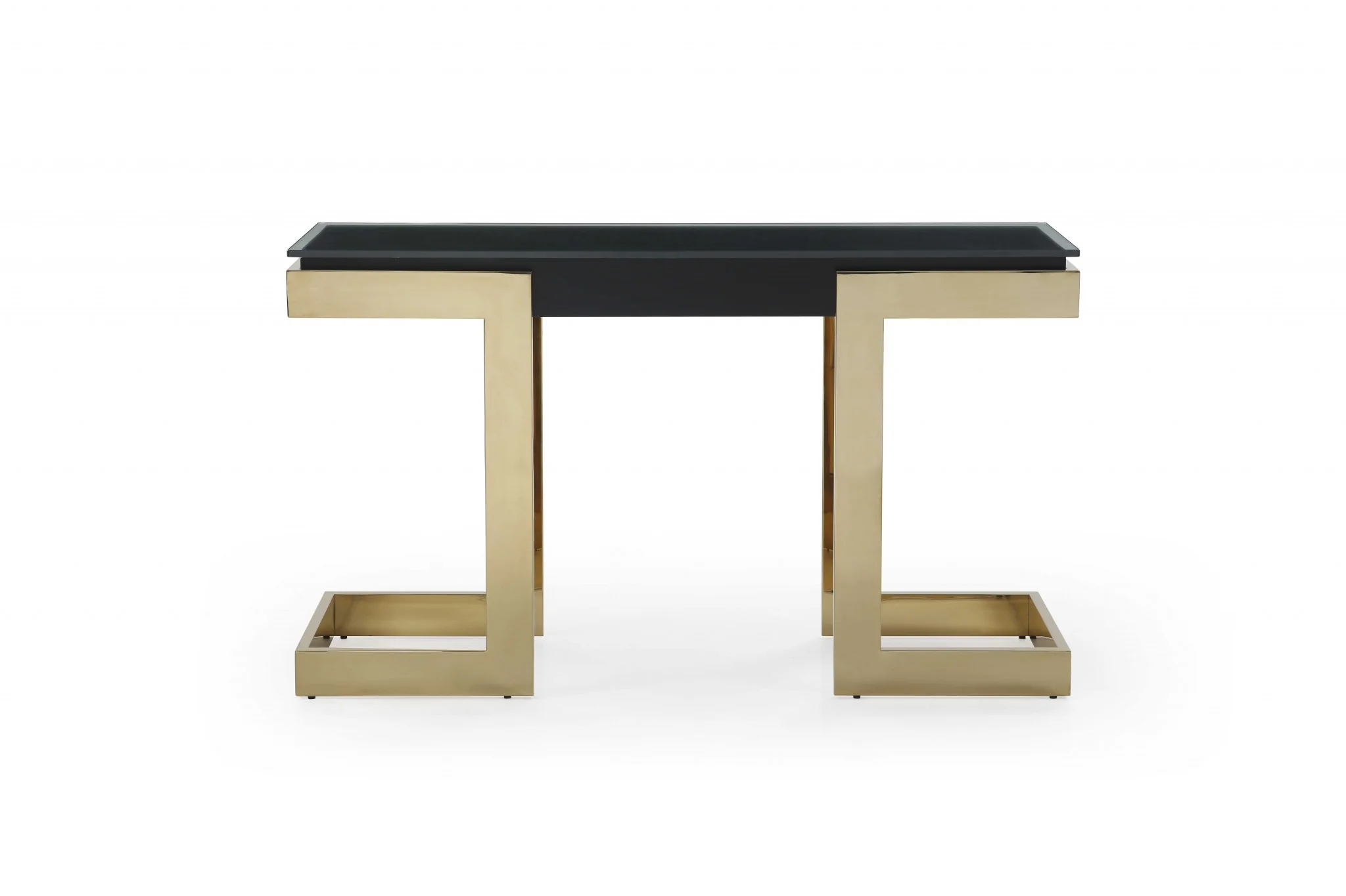 Black Polished Gold Stainless Console By Homeroots