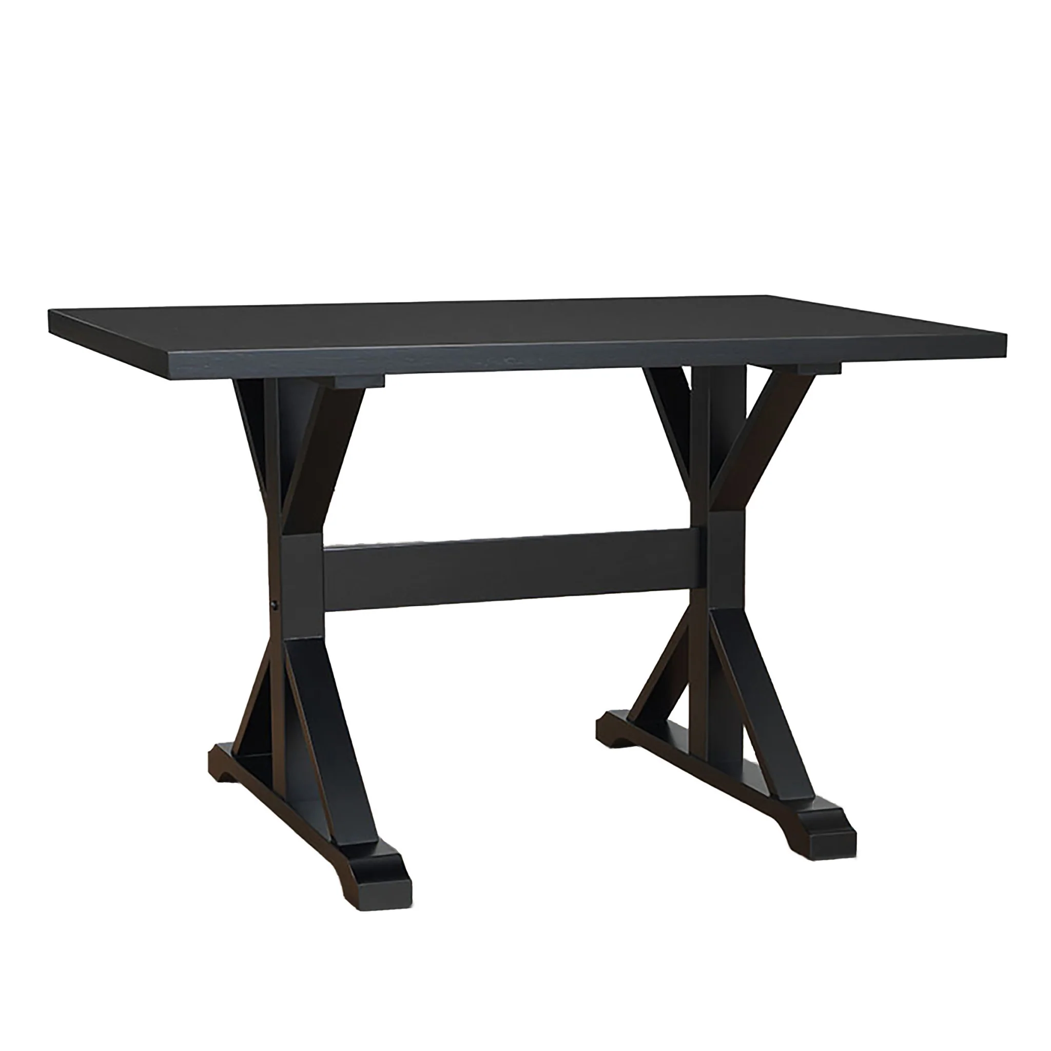 Black Solid Wood Trestle Base Dining Table By Homeroots