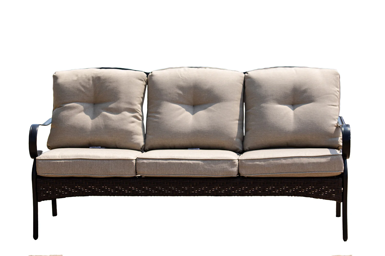 Black Steel Sofa with Beige Cushions By Homeroots - 374050