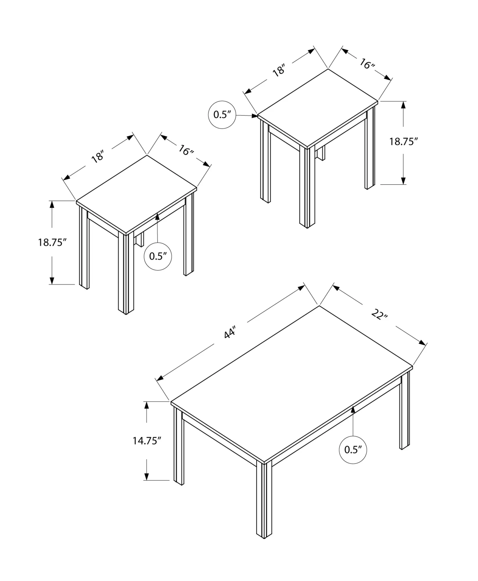 Black Table Set - 3Pcs Set By Homeroots - Image 5