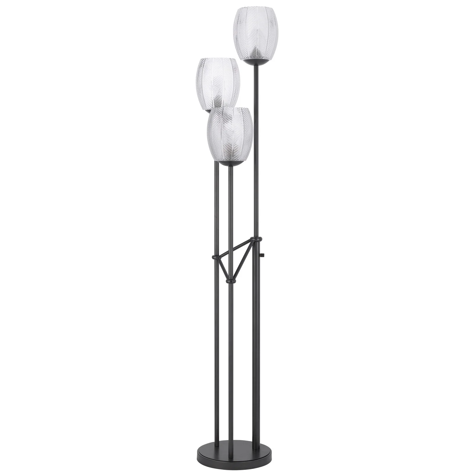 Black Three Light Traditional Shaped Floor Lamp With Clear Transparent Glass Novelty Shade By Homeroots