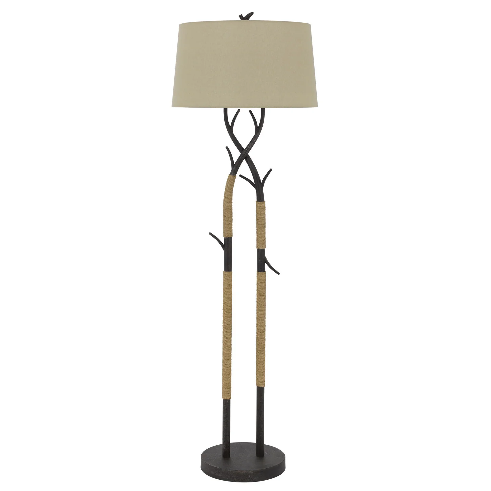 Black Traditional Shaped Floor Lamp With Tan Rectangular Shade By Homeroots