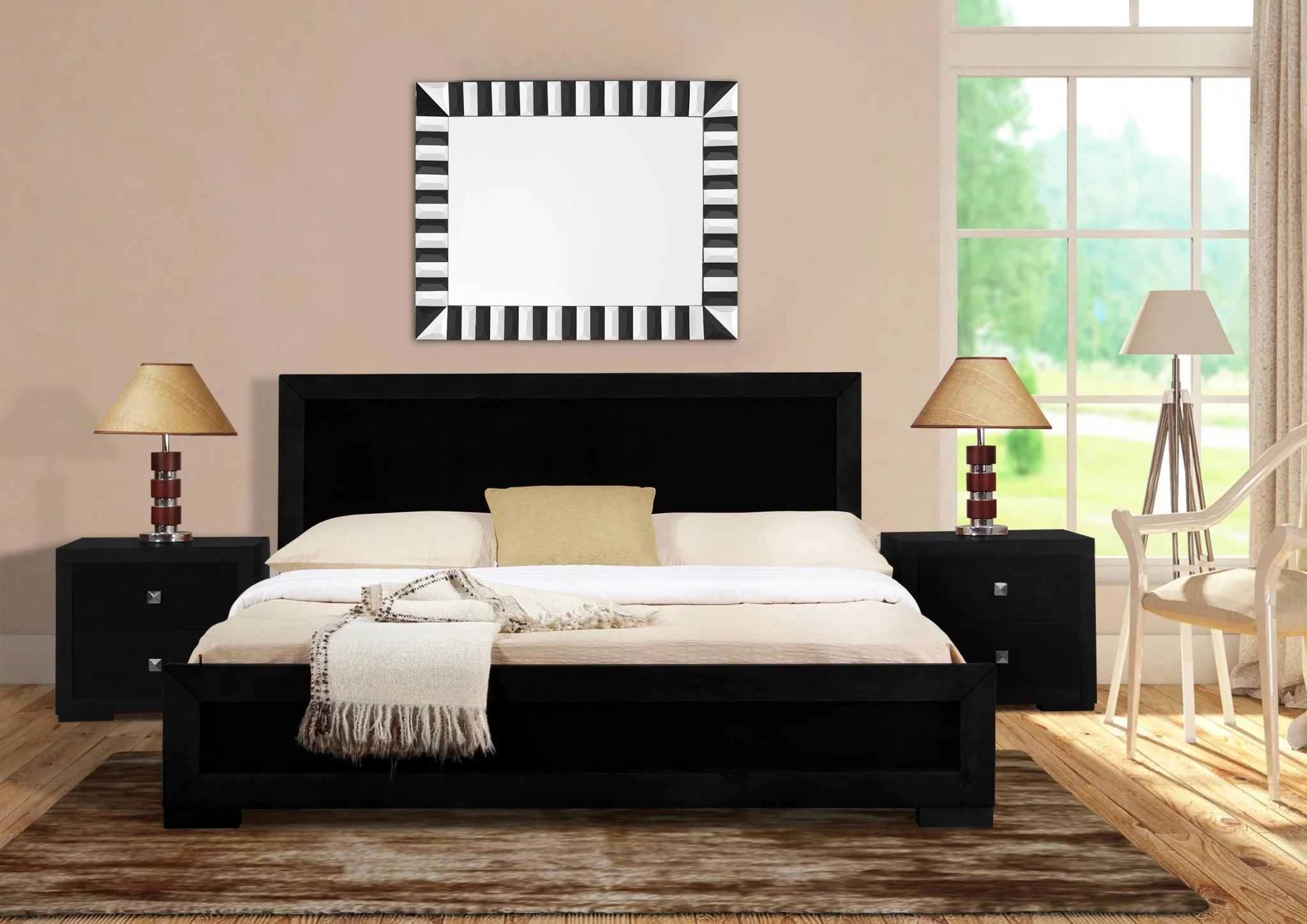 Black Wood Full Platform Bed By Homeroots - 397112