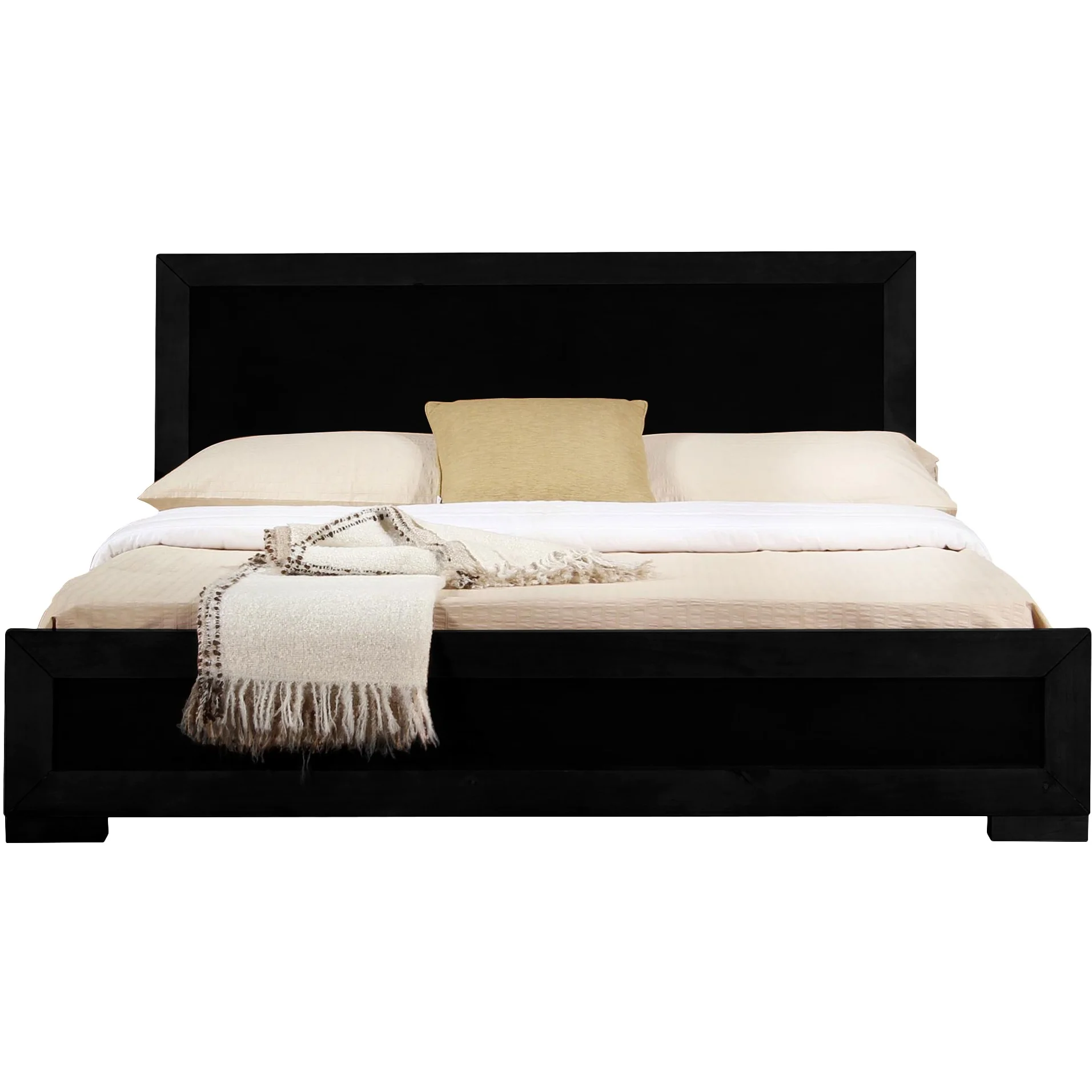Black Wood Full Platform Bed By Homeroots - 397112 - Image 2