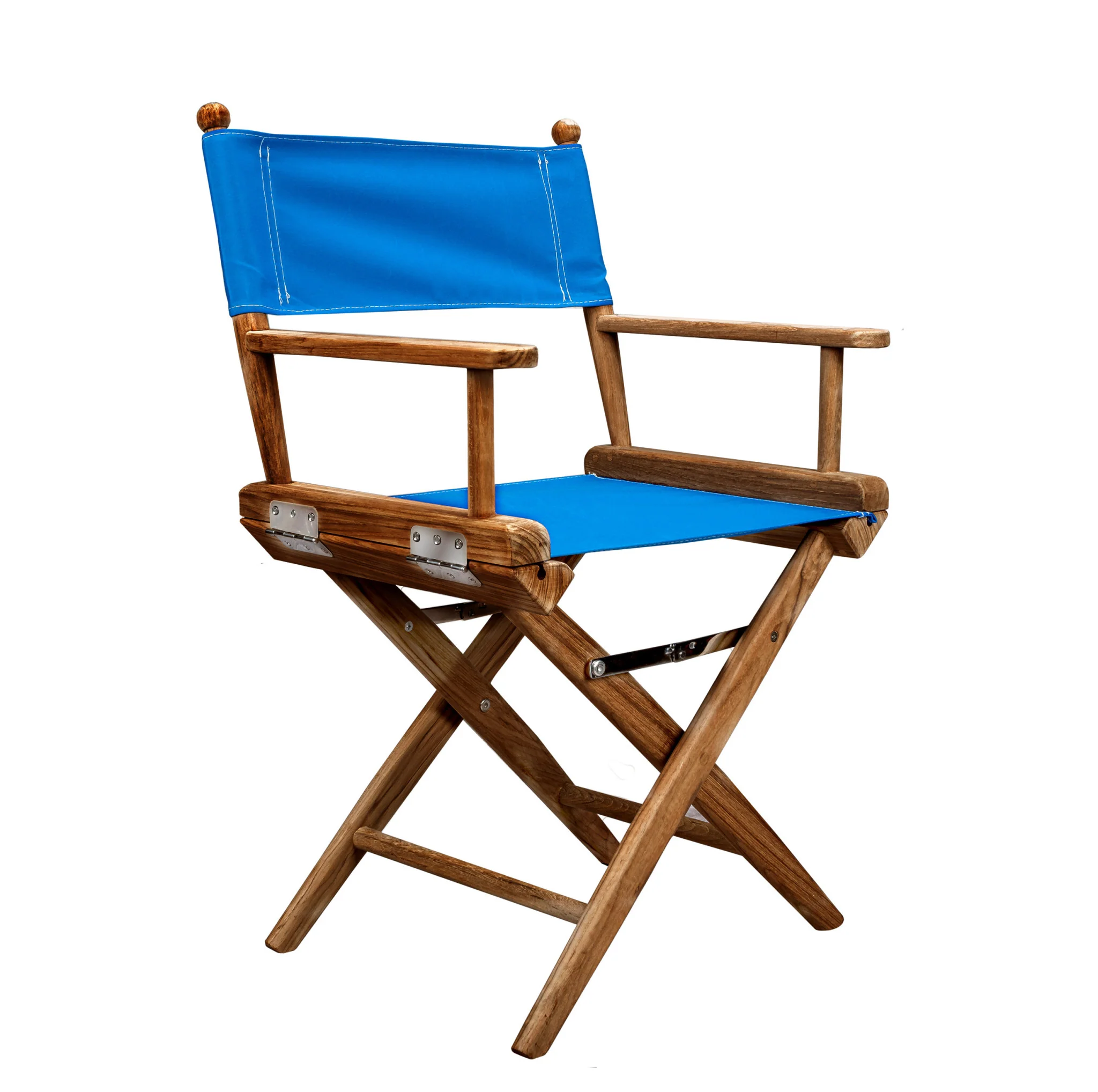 Blue and Natural Wood Solid Wood Indoor Outdoor Director Chair By Homeroots