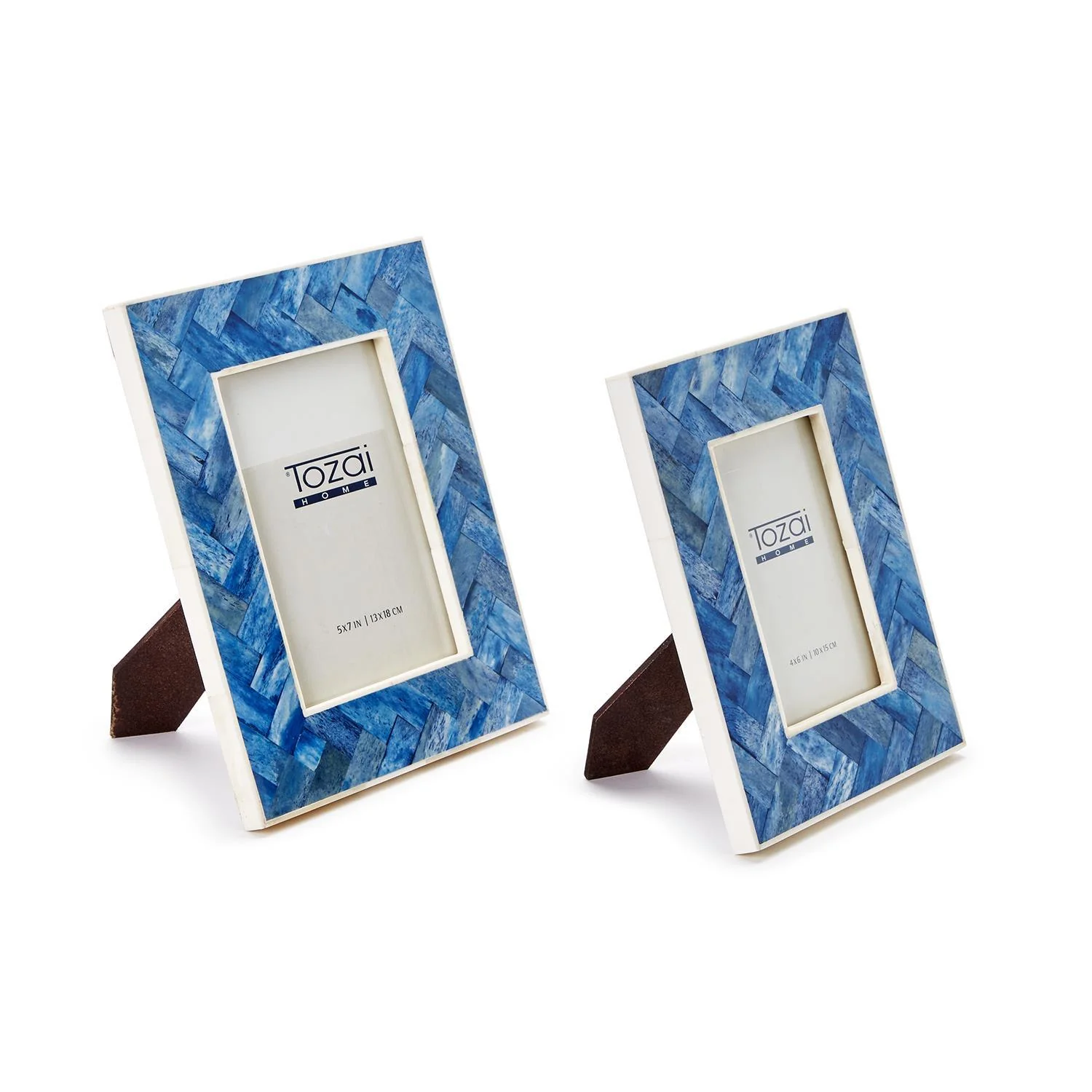 Blue Chevron Photo Frame Set Of 6 By Tozai Home