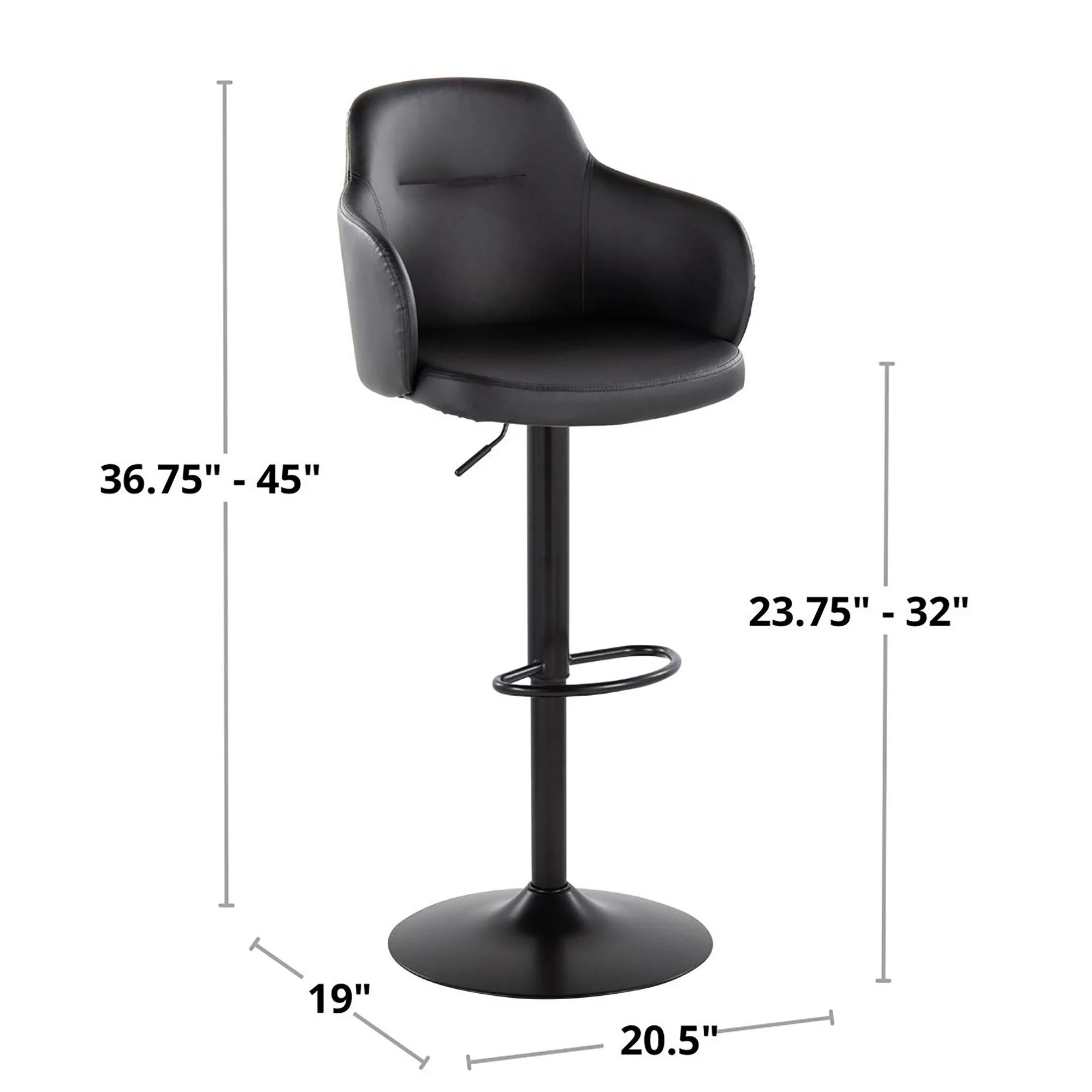 Boyne Adjustable Barstool - Set of 2 By LumiSource - BS-BOYNEPU-RT2 BKGY2 - Image 10